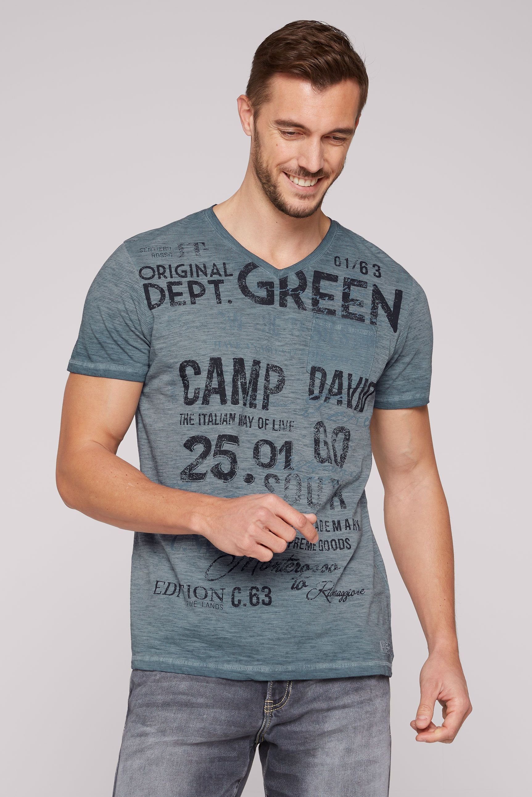 CAMP DAVID T-Shirt mit Schriftzügen steel blue