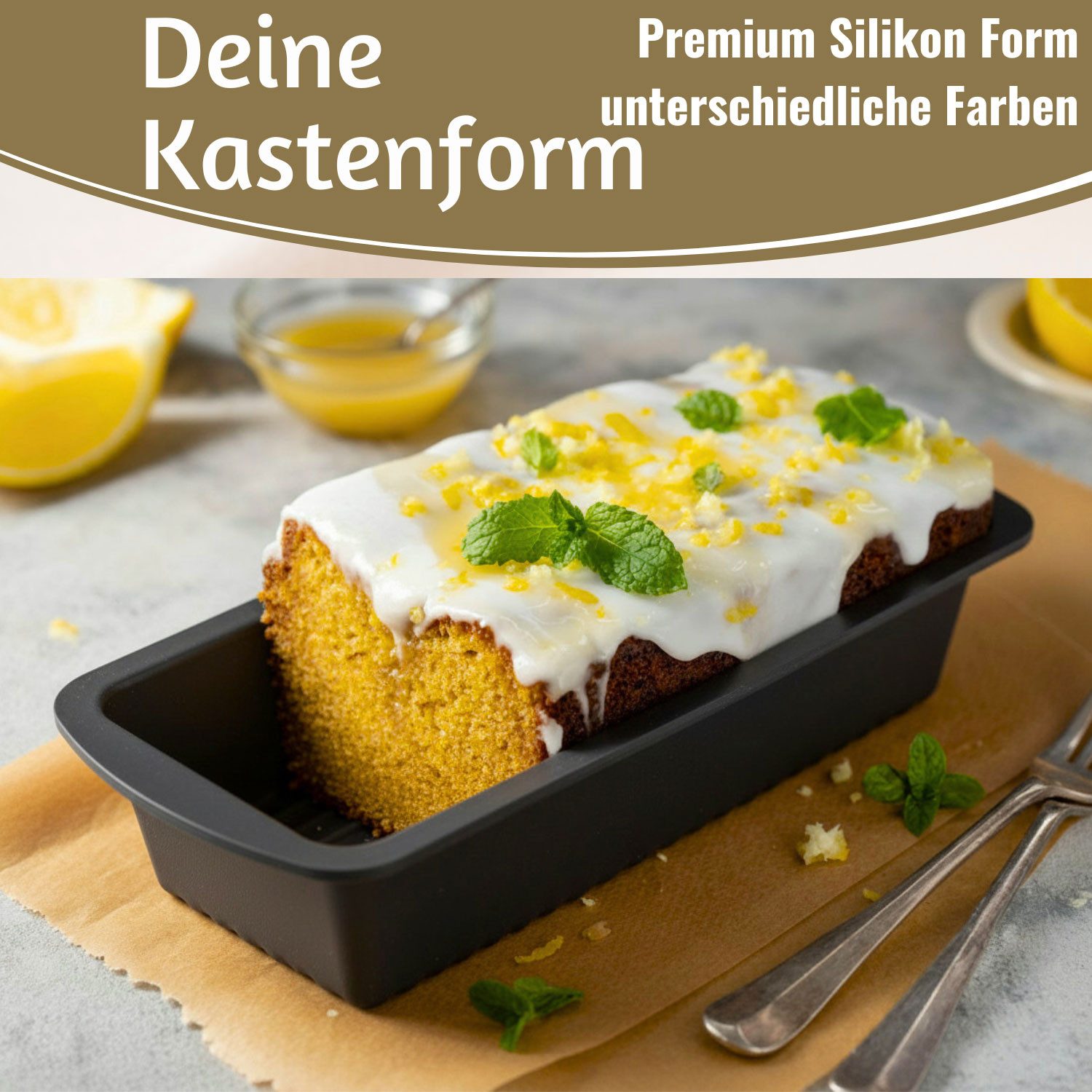 LS-LebenStil Kastenform Silikon Königskuchenform 25cm Backform Kuchenform Brotbackform, (Silikonbackform für Kuchen und Brot 1-tlg), Rechteckig, Antihaft Kuchenform, Flexibel