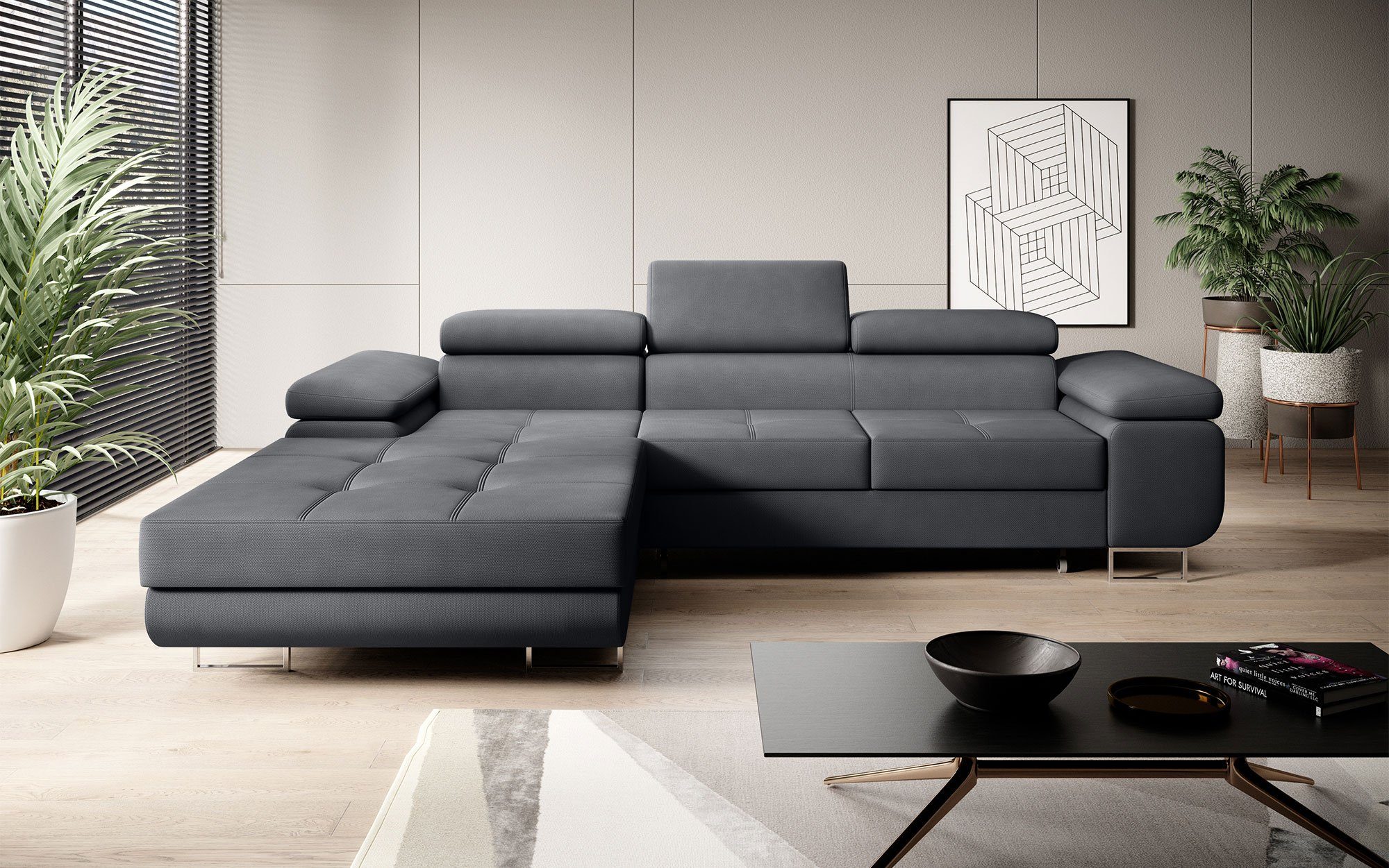 Schlaf- Anthrazit Klappfunktion, modernes mit Baidani Design Designer und Calvera Sofa Sofa