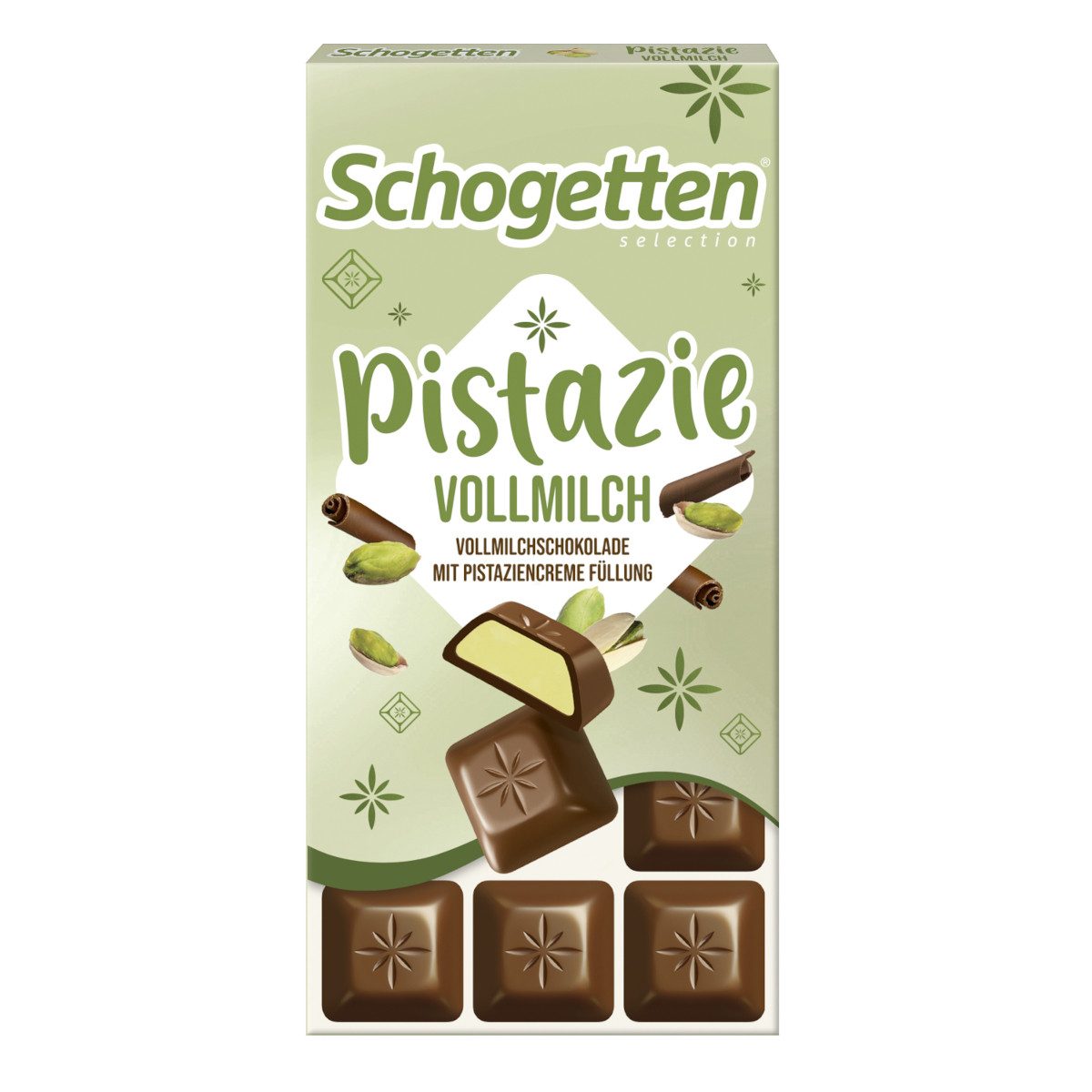 Schogetten Schokolade, Trumpf Schogetten Selection Pistazie Vollmilchschokolade Packung 100g
