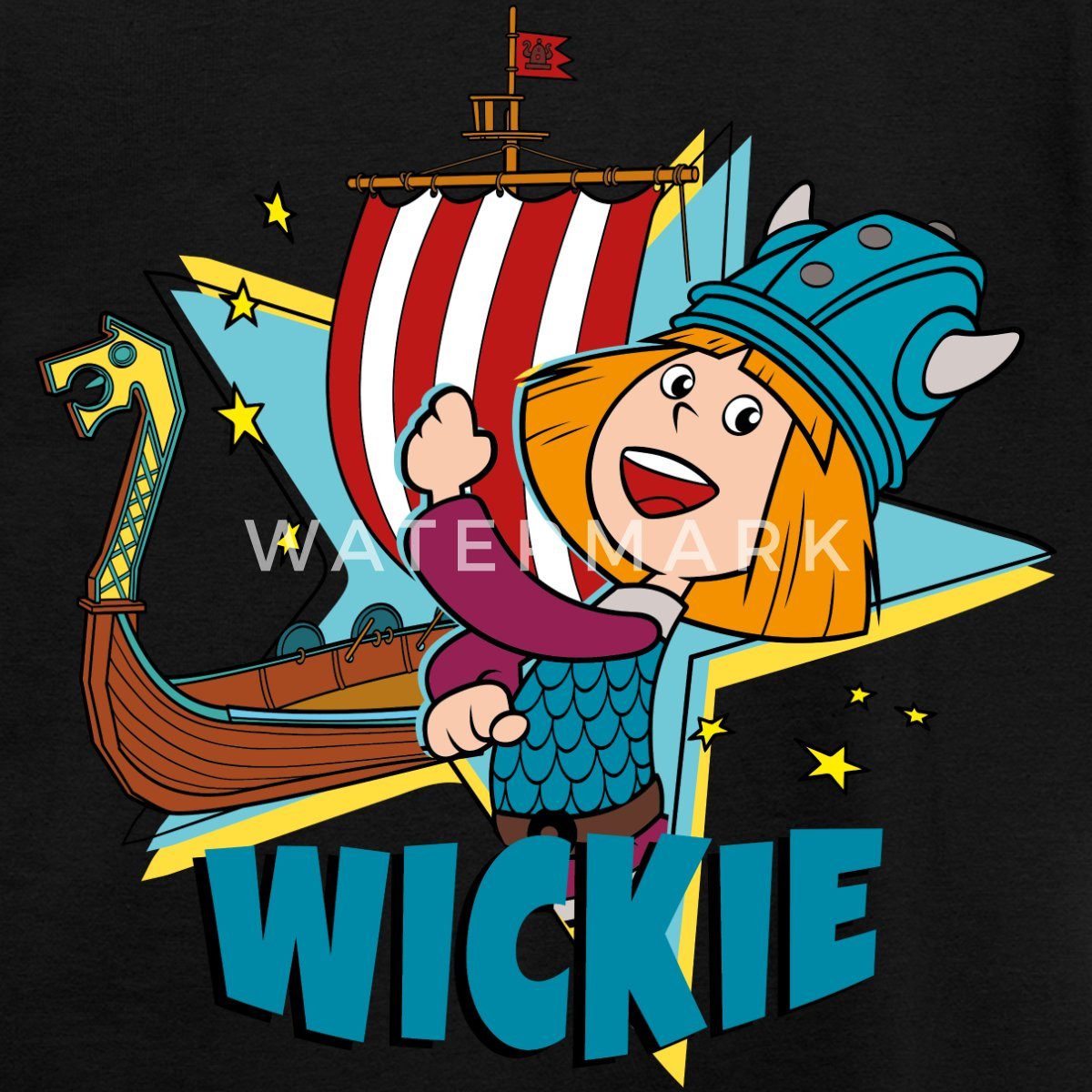 Spreadshirt T-Shirt Wickie Und Die Starken Männer Wikingerschiff Kinder T-Shirt (1-tlg)