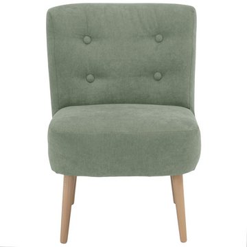 lovingHome® Sessel Sessel Fiola Velours hellgrün mit mittlerer Sitzhärte (1 Stück), Zierknöpfe im Rücken