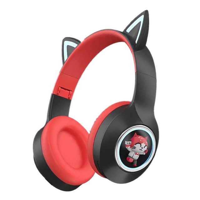 KREATE Kabellose Tragbare Bluetooth-Kopfhörer für Kinder Faltbar Bluetooth-Kopfhörer (Bluetooth 5.3, HD-Anruf, Kompatibel mit einer Vielzahl elektronischer Geräte, RGB-Beleuchtung, Katzenohr LED Leuchten)
