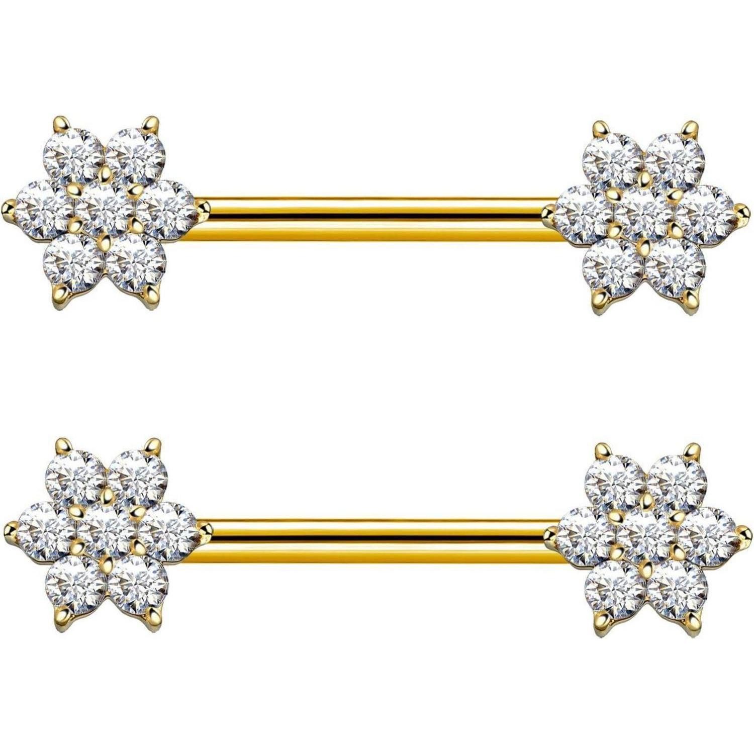 LuxusKollektion Brustwarzenpiercing Brustwarzenpiercing 14mm Chirurgenstahl Gold Damen Stil F
