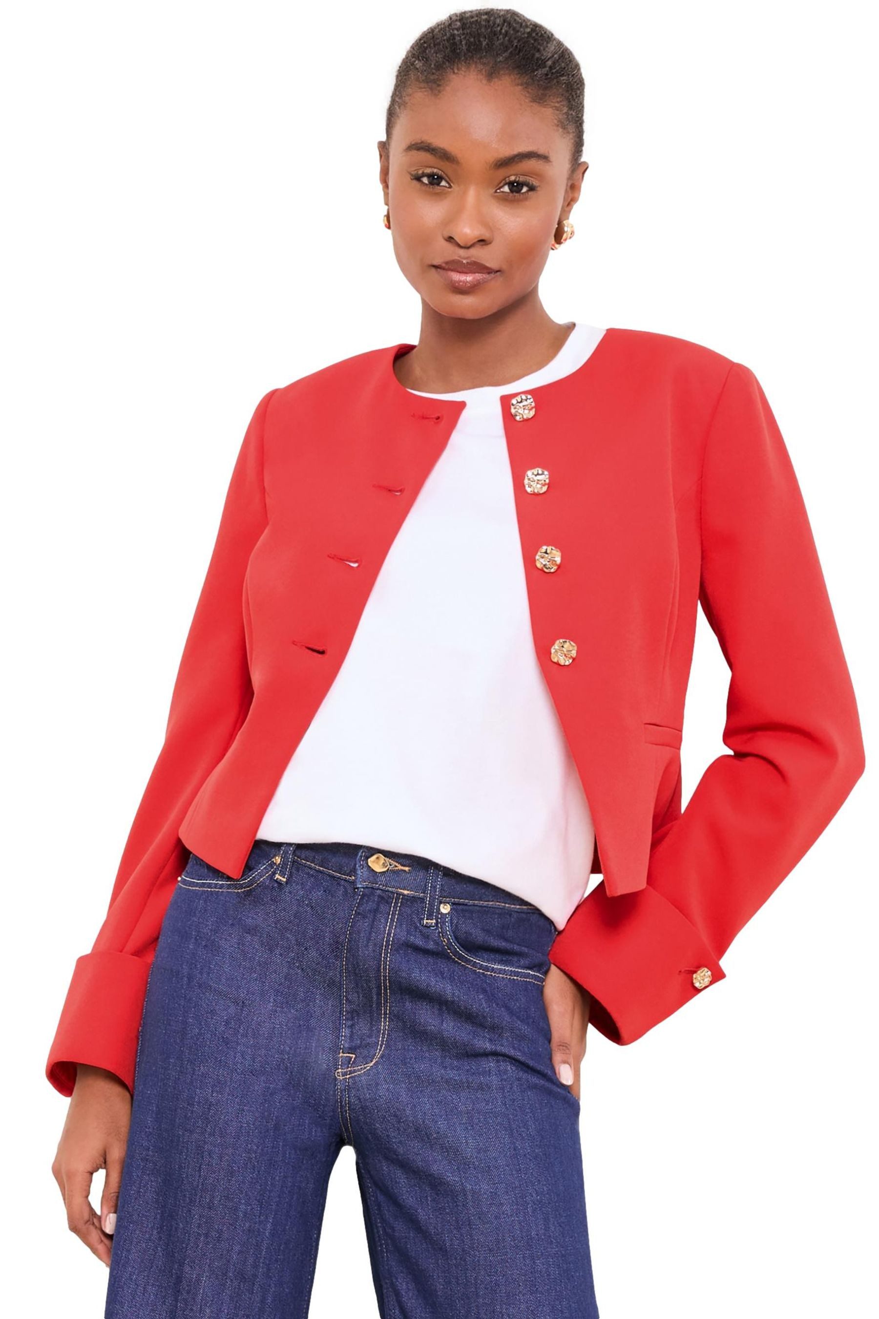 LIPSY Kurzjacke Lipsy Kragenloser kurzer Blazer, Regular (1-St)