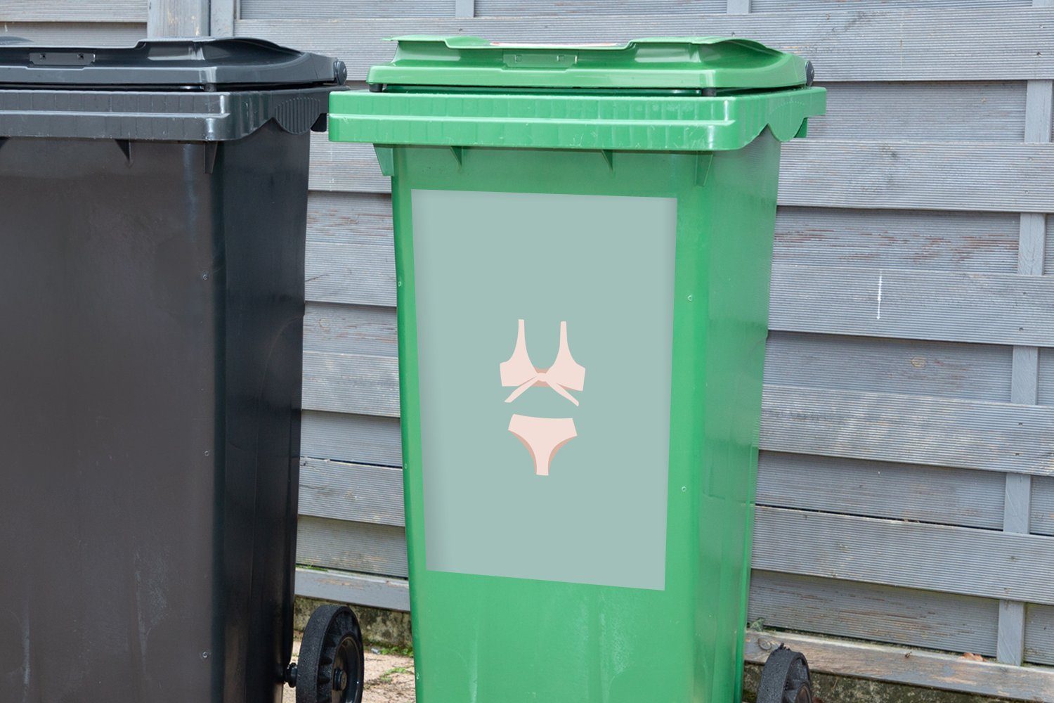 St), Abfalbehälter Sticker, (1 MuchoWow Abstrakt - Sommer - Mülltonne, Container, Bikini Mülleimer-aufkleber, Wandsticker