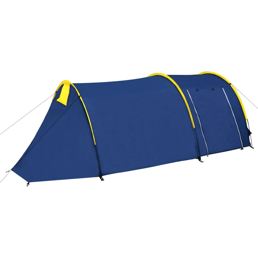 vidaXL Kuppelzelt Campingzelt 4 Personen Marineblau/Gelb, (4 tlg)