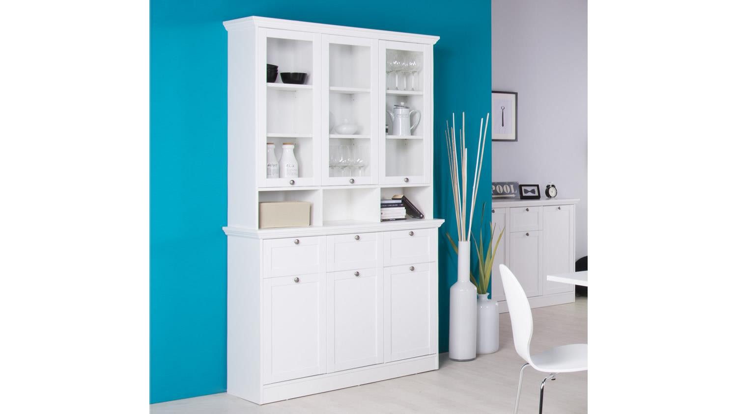 Finori Vitrine Buffetschrank Landwood weiß Landhausstil 120x200 cm