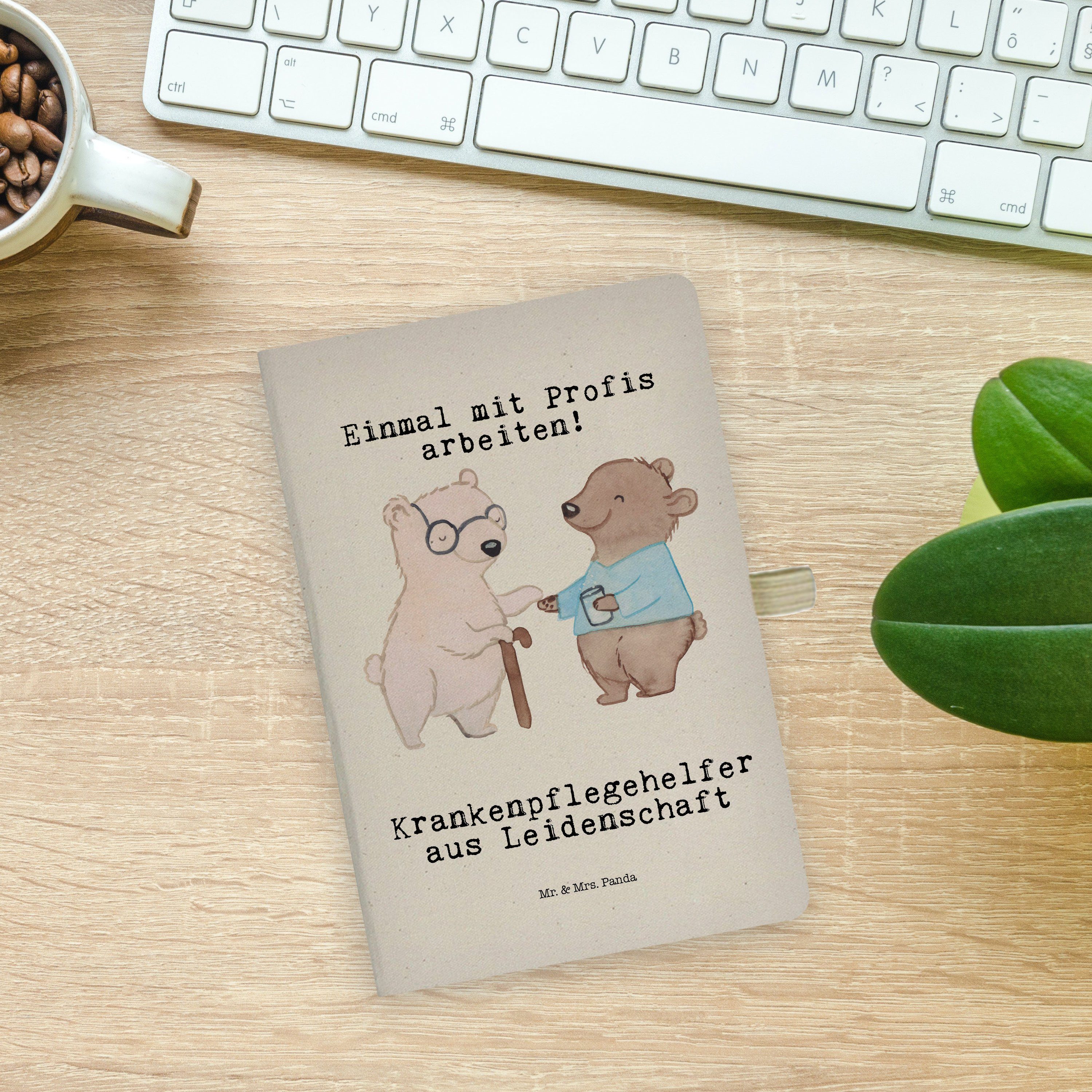 Notizbuch Mr. Transparent - aus Mrs. & Mr. Panda Mrs. - Leidenschaft & Geschenk, Panda Krankenpflegehelfer Schrei