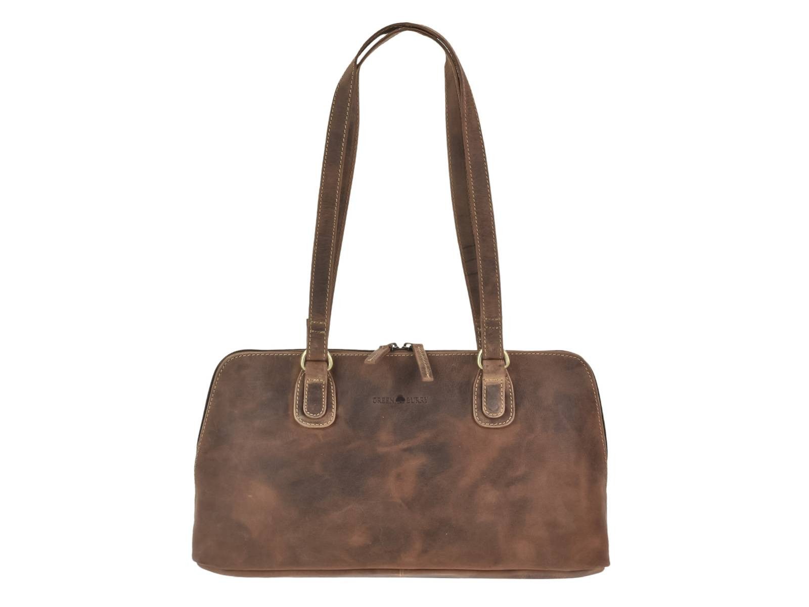 Greenburry Shopper "Vintage" Leder Schultertasche Damen 37x21cm mit 2 Fächern, Leder Shopper von Greenburry – Stilvoll und Funktional für Jeden Tag