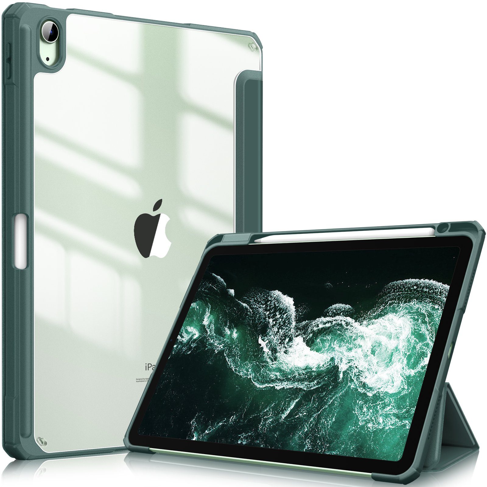 Fintie Tablet-Hülle für iPad Air 11'' M4/M3/M2(2026/2025/2024), iPad Air 5/4 Gen 2022/2020 10.9 Zoll, mit Stifthalter, Hülle mit transparenter Hartschale auf der Rückseite