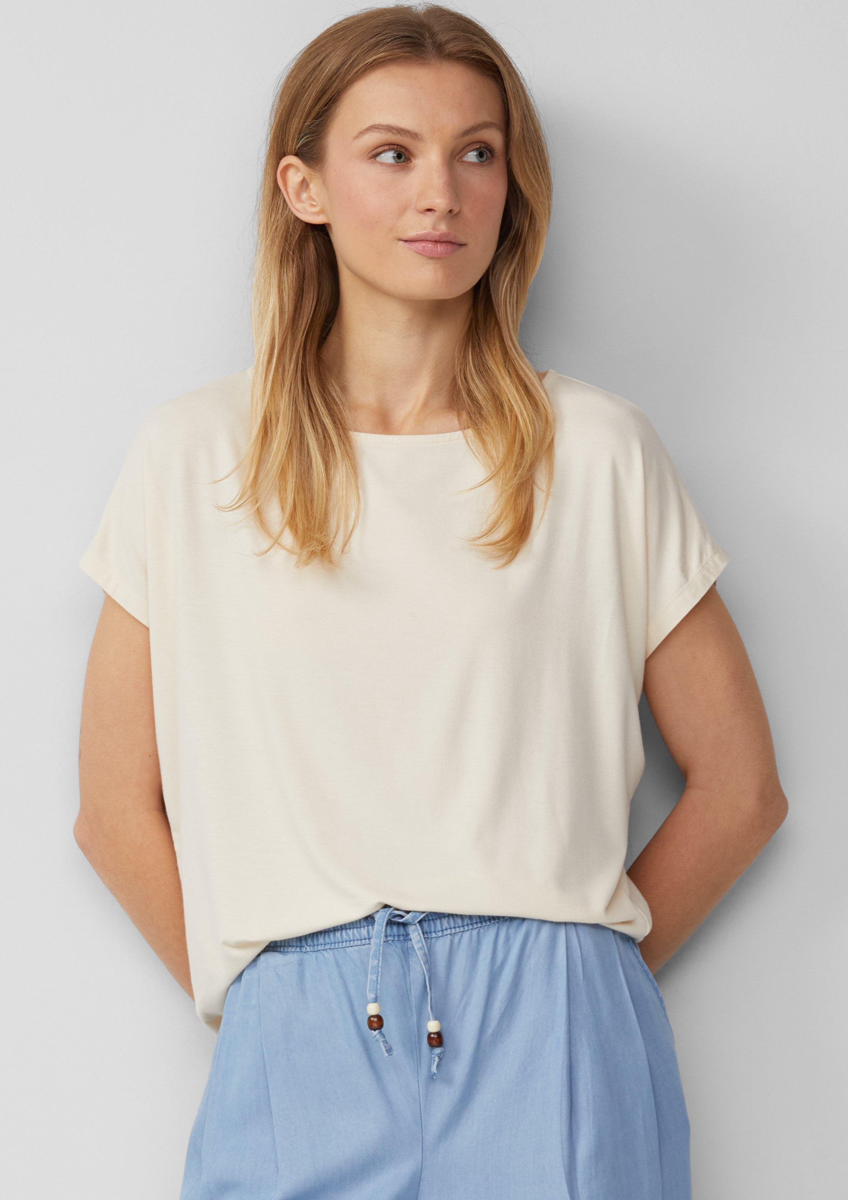 s.Oliver Shirttop Fließendes Jersey-Shirt mit überschnittenen günstig online kaufen