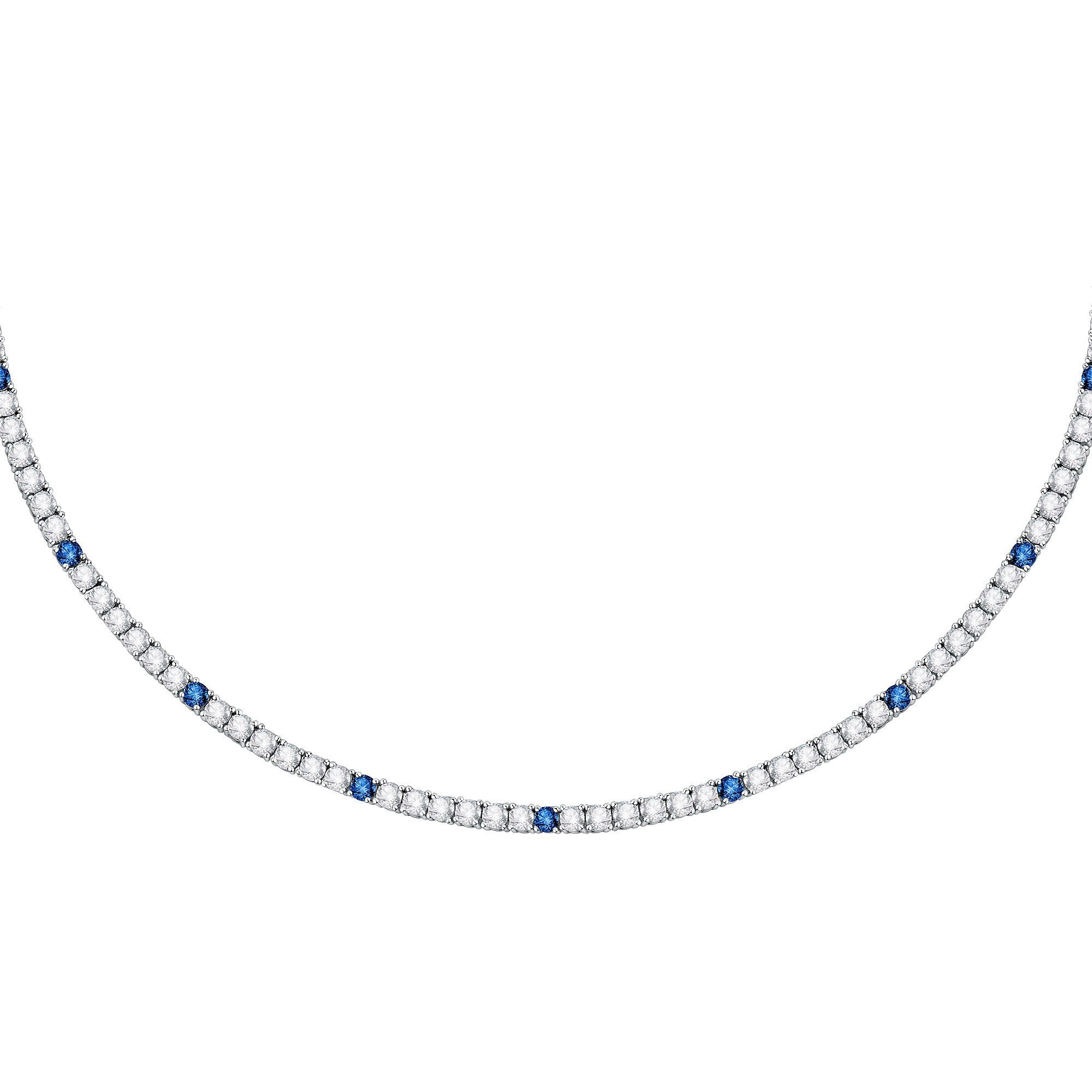 MORELLATO Silberkette Tesori Halskette SAIW136 925 Silber Zirkonia Blau Weiß 38+4 cm
