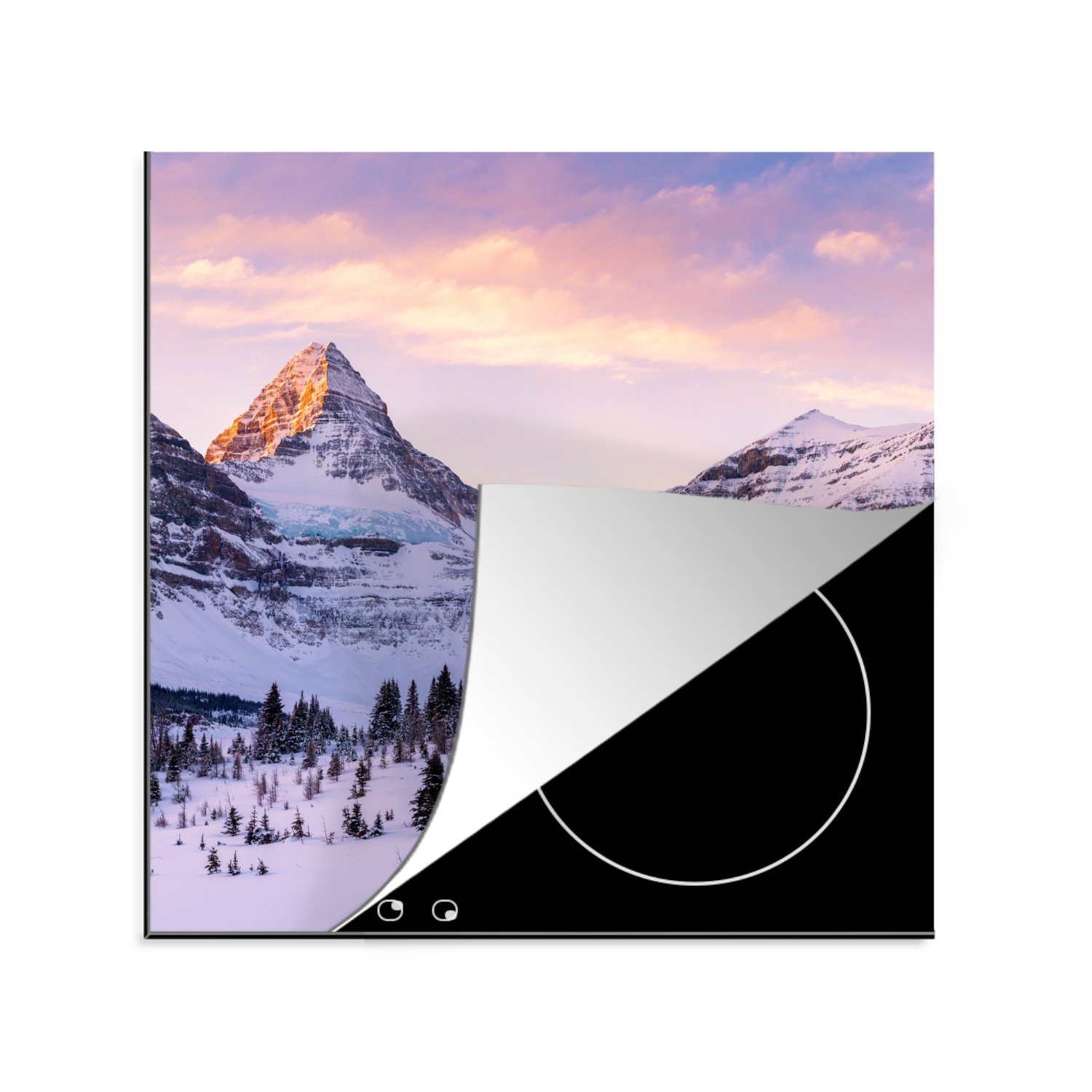 MuchoWow Herdblende-/Abdeckplatte Winterlandschaft im Banff National Park in Nordamerika, Vinyl, (1 tlg), 78x78 cm, Ceranfeldabdeckung, Arbeitsplatte für küche