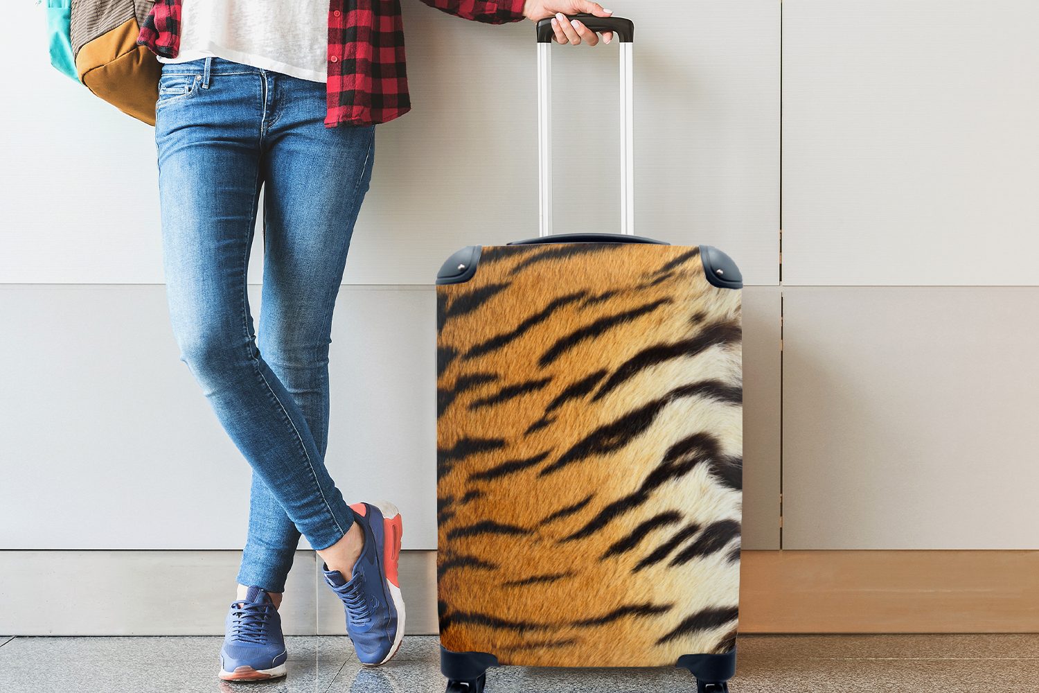 Reisetasche Trolley, - MuchoWow Wilde Tigerdruck 4 mit Reisekoffer - für Handgepäck Fell rollen, Tiere, Ferien, Handgepäckkoffer Rollen,