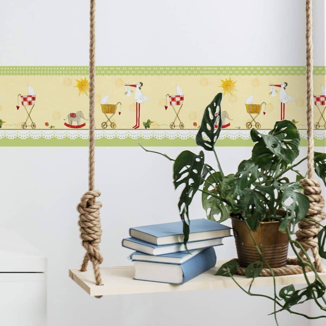 K&L Wall Art Wandtattoo Selbstklebende Bordüre Küche Botanik Wandsticker florales Wandbild (3 St., 120x10 cm florale Sticker für Wohnzimmer und Küche), Blumenbordüre der Künstlerin Silke Leffler, selbstklebend/entfernbar