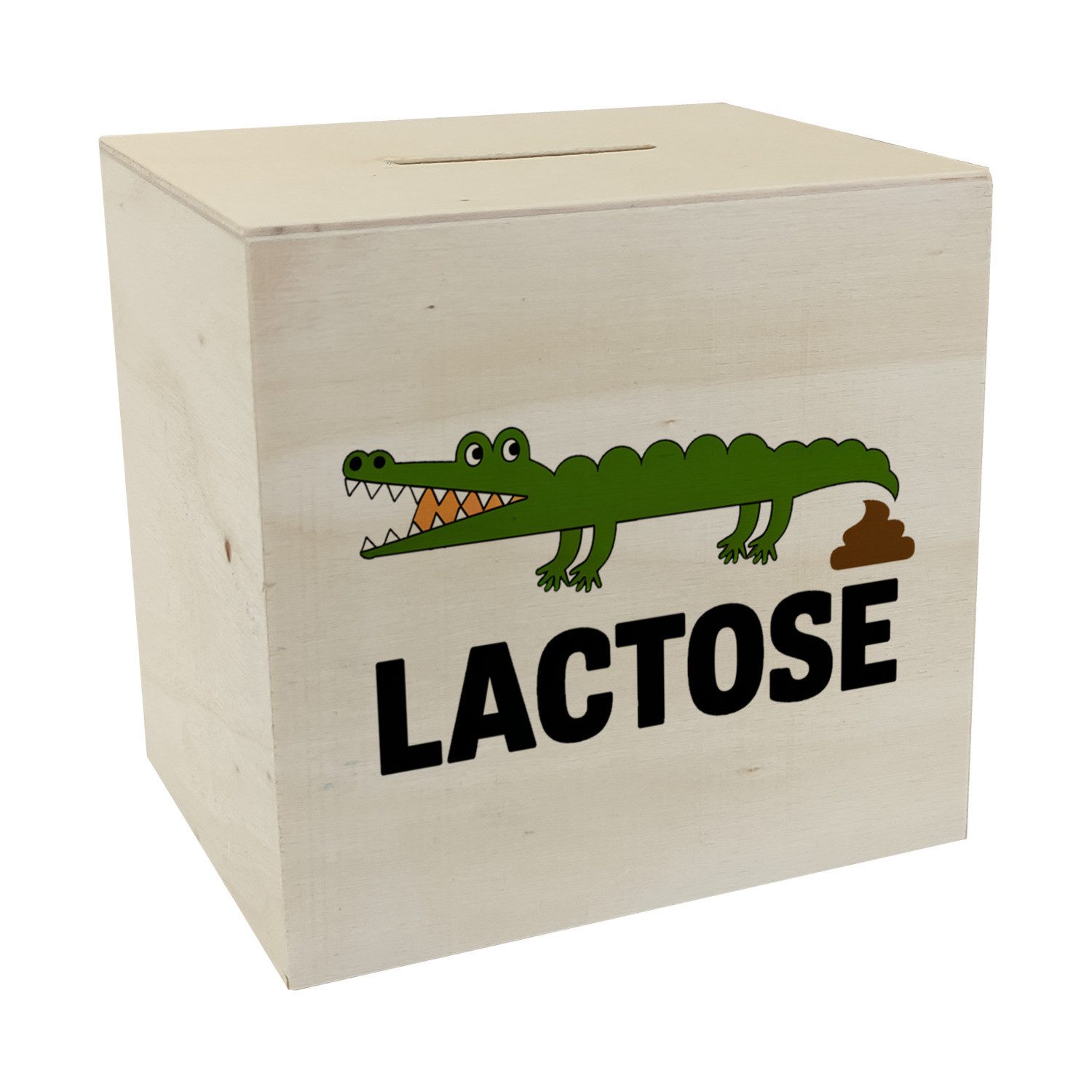 Spardose Alligator LACTOSE Spardose aus Holz für Humorliebhaber