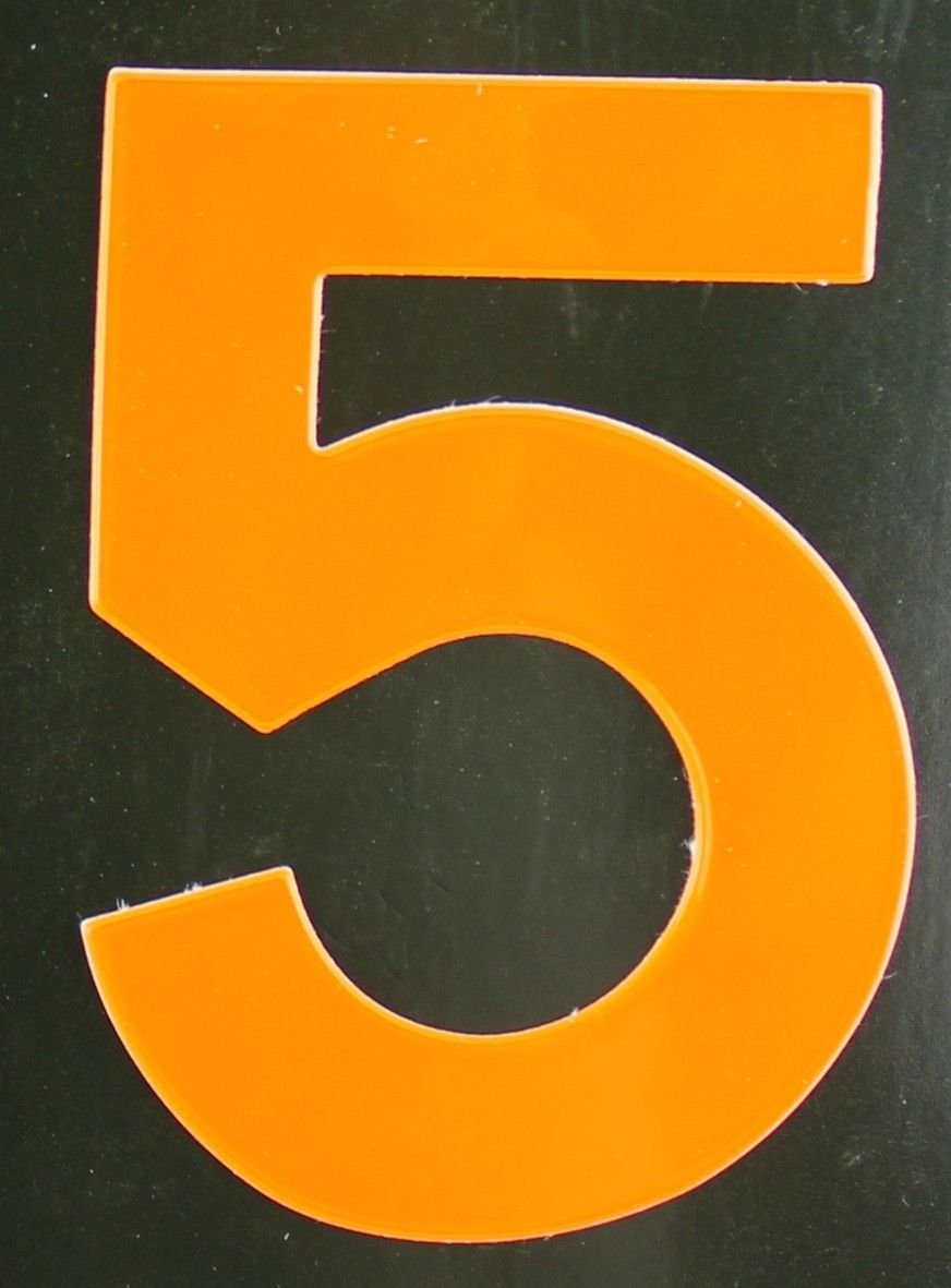 Aco Hausnummer Conacord Reflektierende Klebezahl 5 orange 80 mm 5
