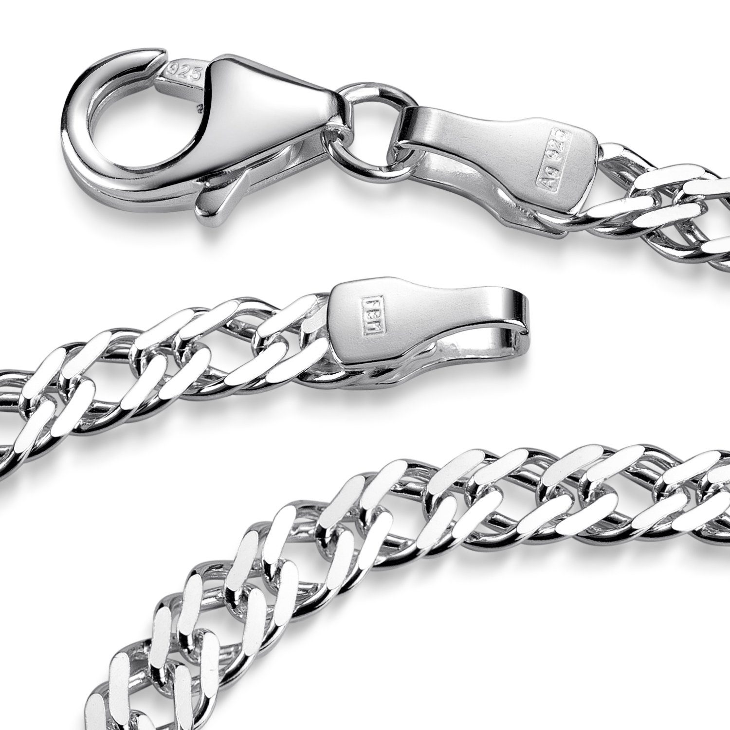 Materia Armkette Damen Silber Zwillings-Panzerkette 3,9mm SA-136, 925 Sterling Silber, rhodiniert – Bild 5 von 5
