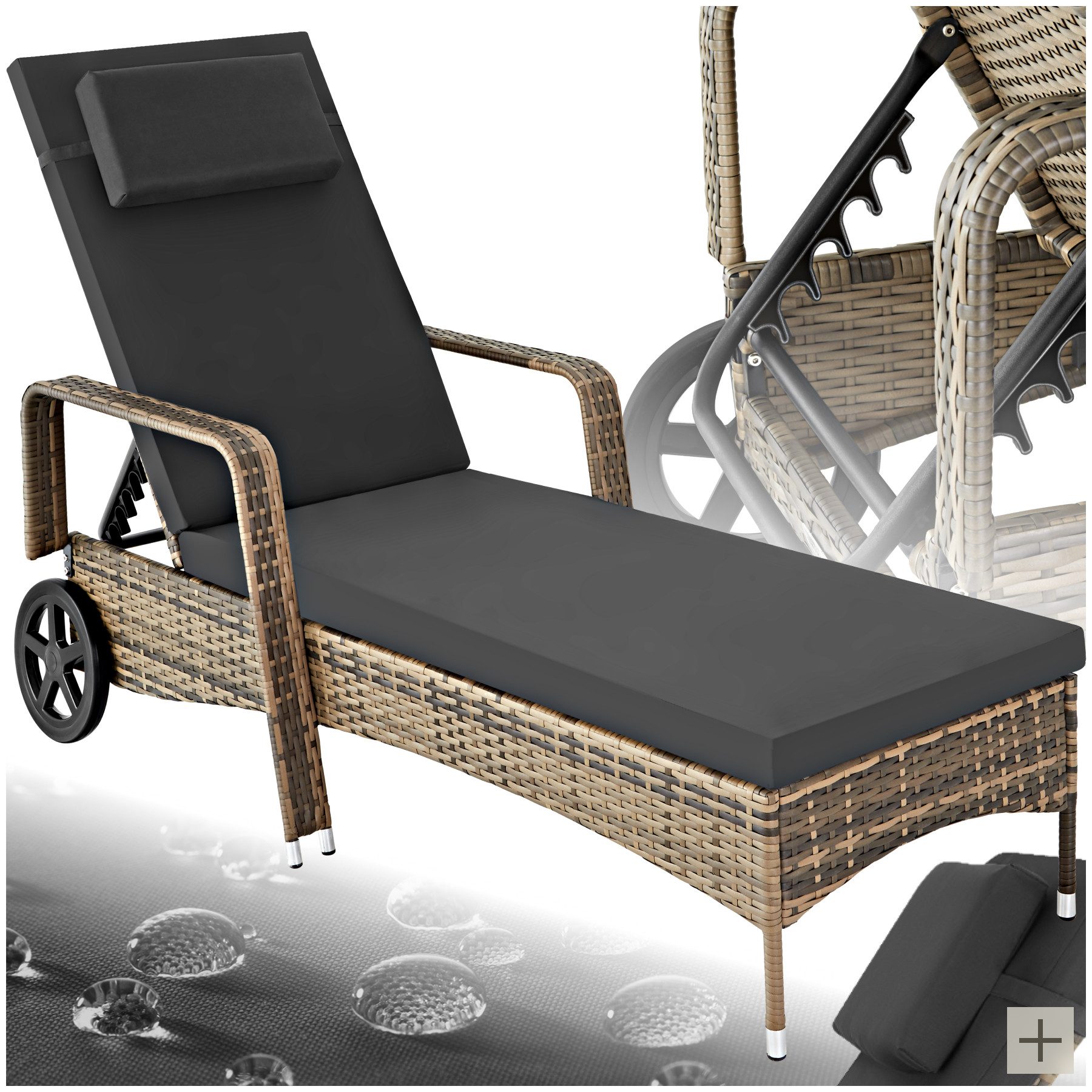 tectake Gartenliege Rattan Sonnenliege, 1 St., günstig online kaufen