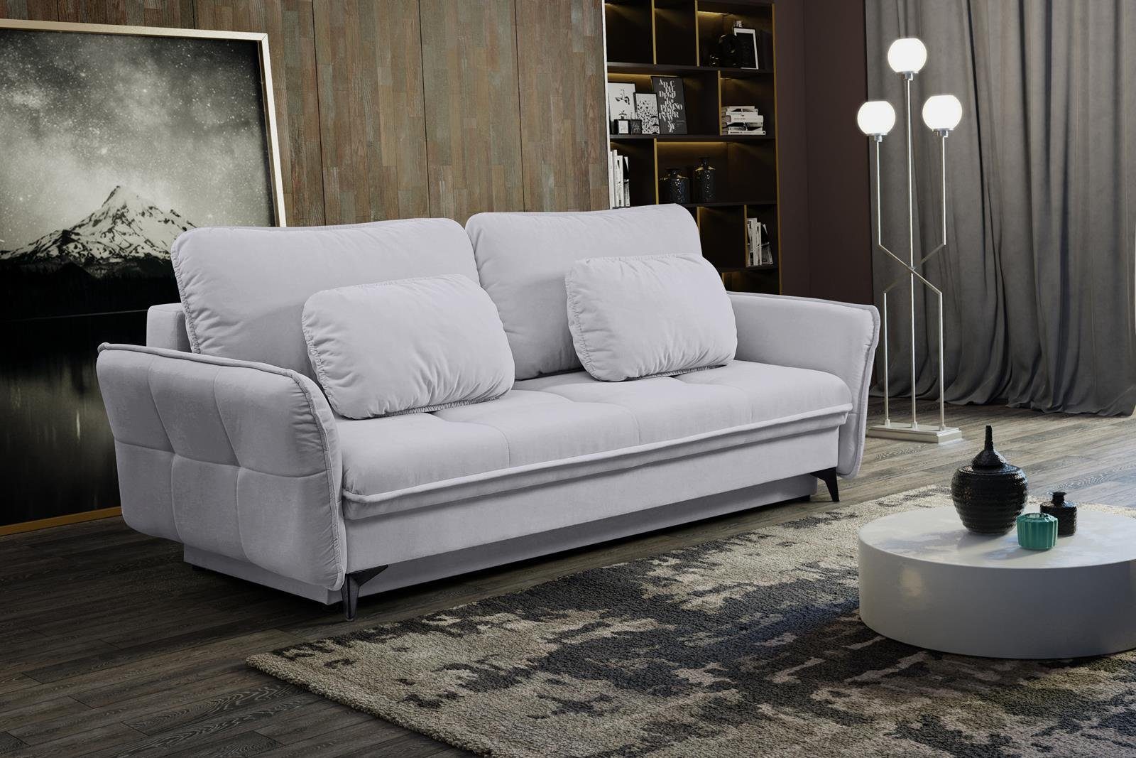 Mars Möbel 3-Sitzer »Polstersofa LARGO Sofa Couch mit Schlaffunktion  240x100 cm Velourstoff Bettkasten« online kaufen | OTTO