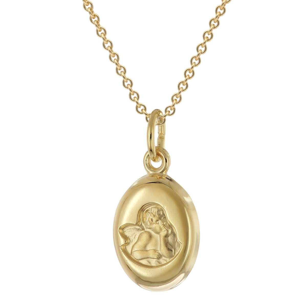 trendor Kette mit Anhänger 28584, Mädchen Engel Gold 333/8K Mit Vergoldeter Silberkette