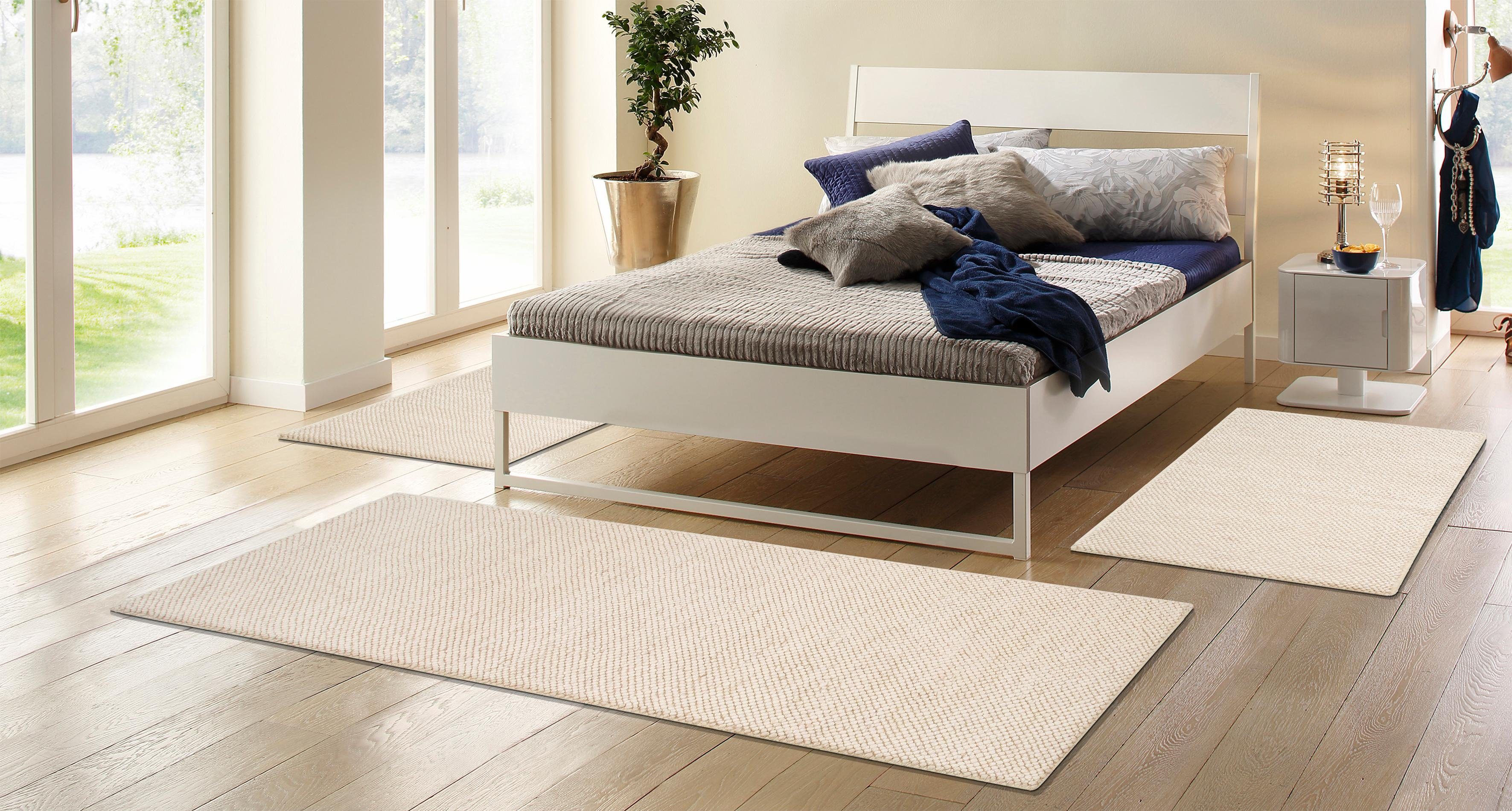 my home Bettumrandung "Wolly, Handweb Teppiche" Höhe 14 mm 3 Stk. tlg. Bett günstig online kaufen