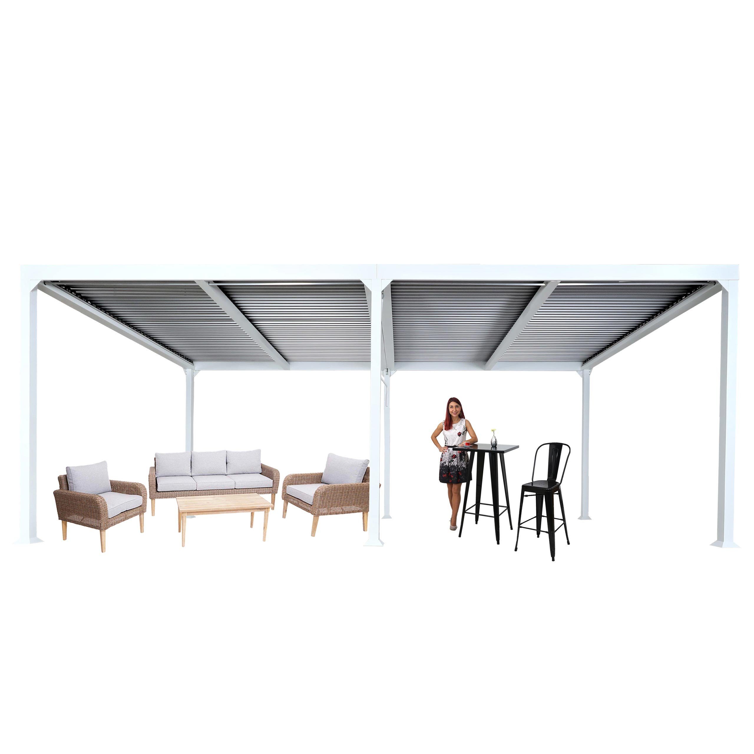 MCW Pergola MCW-L41-3x6, BxTxH: 590x306x224 cm, (4-tlg), Lieferung erfolgt ohne Dekoration, Mit Regenablauf