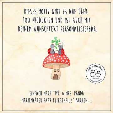 Mr. & Mrs. Panda Windlicht Marienkäfer Fliegenpilz - Weiß - Geschenk, zuhause, Haus, Teelicht, W (1 St), Handgefertigte Gravur