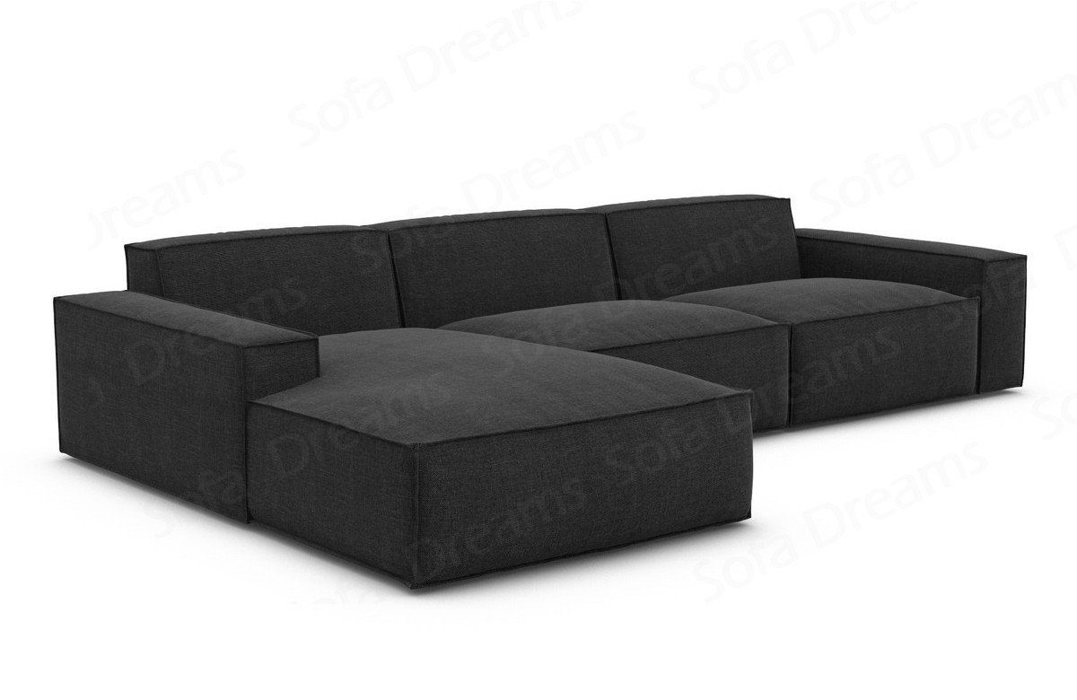 Mini mit Sofa Stoffsofa, schwarz99 Eckcouch Dreams Polsterecksofa Ecksofa Formenta L Strukturstoff Stoff mane Sofa Sofa Designer