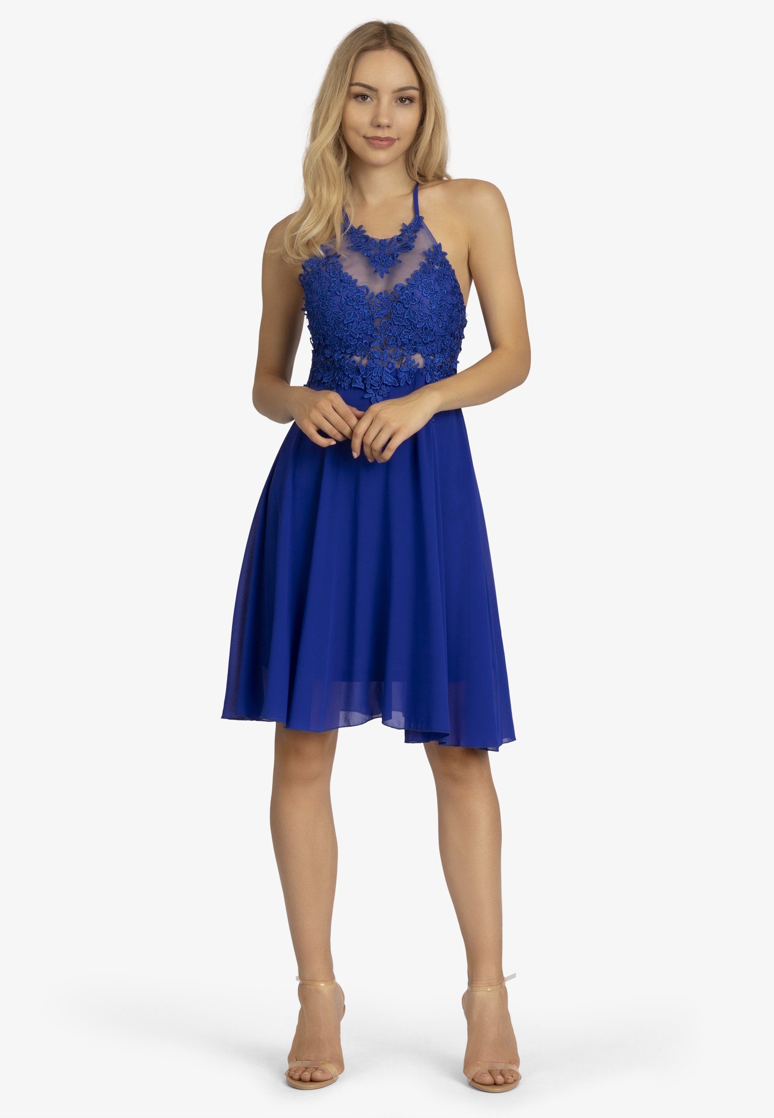 Kraimod Abendkleid aus Chiffon, blue Spitze royal und Mesh