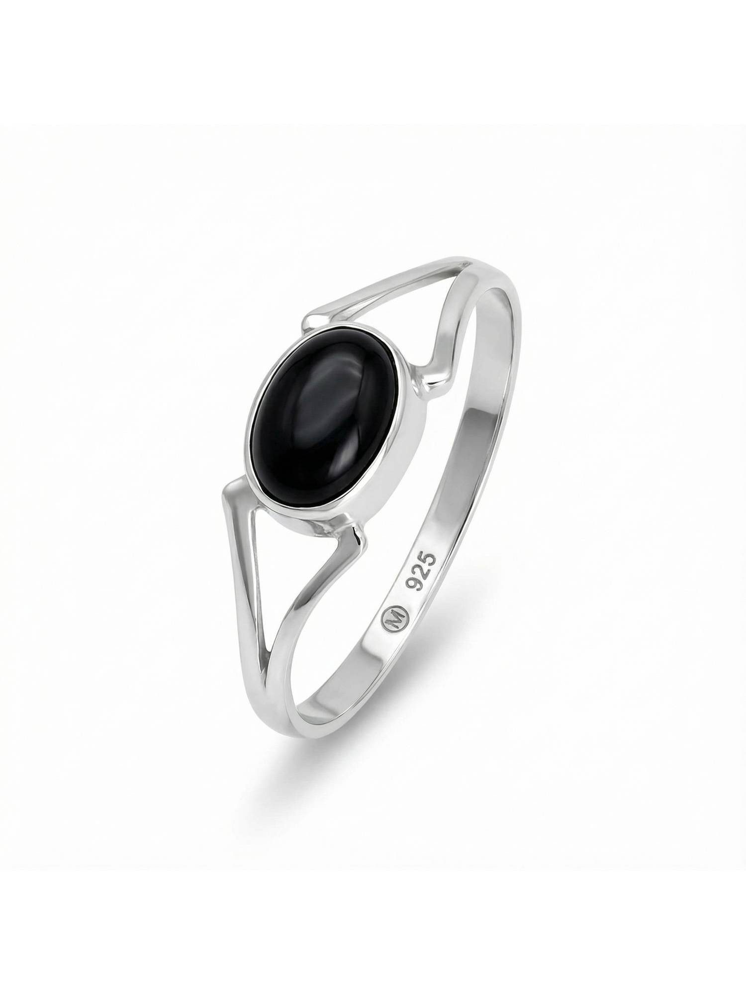 mantraroma Silberring TEKILI oval aus 925 Silber mit Onyx (Ring mit Schmuckbeutel), Damenring aus 925er Silber