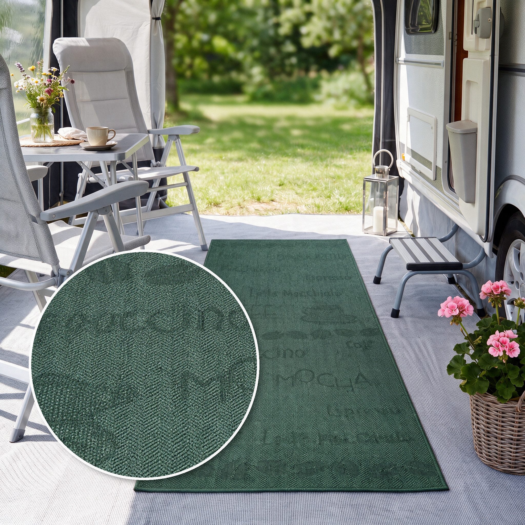OTTO home Läufer Coffee, Kaffee-Motive, In- und Outdoor geeignet, rechteckig, Höhe: 5 mm, Wetterfest, UV-beständig, Küchenläufer, Camping, Balkon
