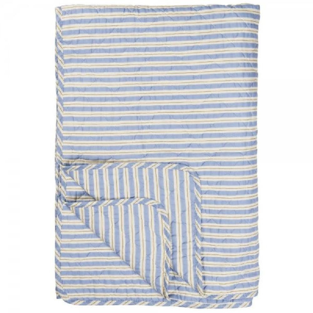 Wohndecke Ib Laursen Decke Quilt Blau mit weißen und braunen Streifen (130x günstig online kaufen