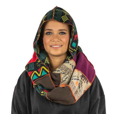 KUNST UND MAGIE Schlupfmütze Schalmütze Damen Kapuzenschal Loop Fleece Schal Kapuze Loop Poncho