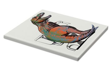 Posterlounge Leinwandbild Wyatt9, T-rex Toilette, Kinderzimmer Illustration