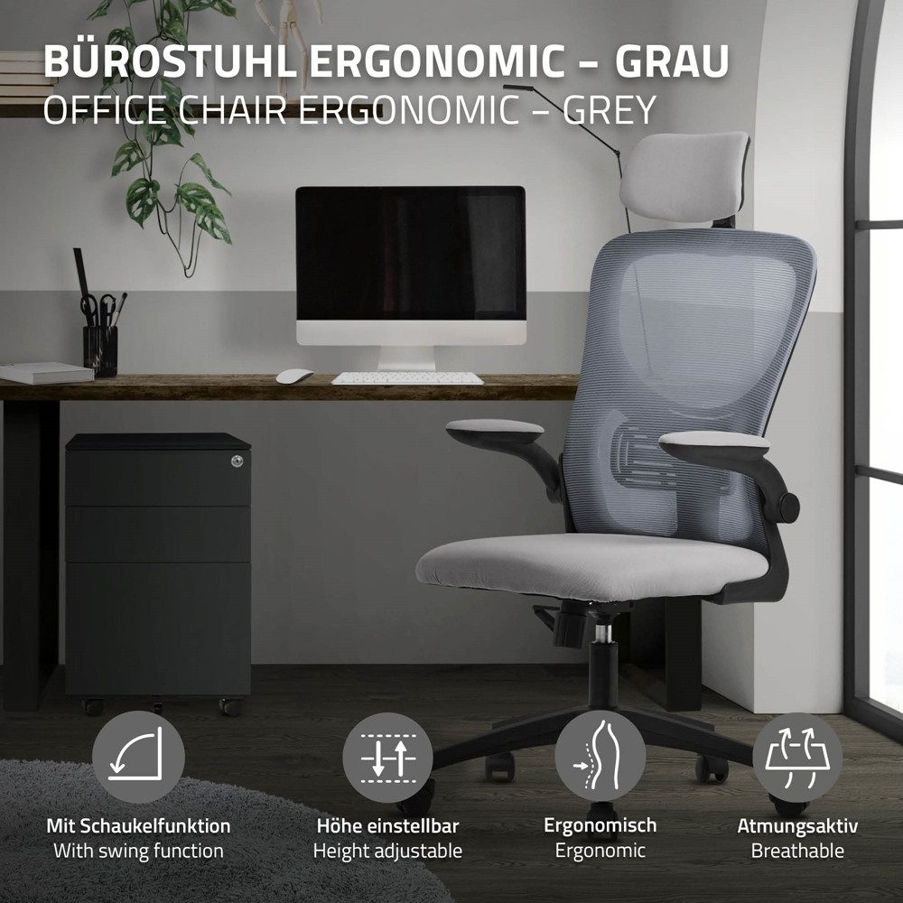 ML-DESIGN Bürostuhl Schreibtischstuhl ergonomisch mit verstellbarer Kopfstü günstig online kaufen