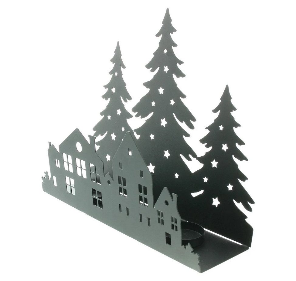 Home-trends24.de Teelichthalter Häuser Bäume Winter Weihnachten Beleuchtung Deko Kerzen – Bild 4 von 4