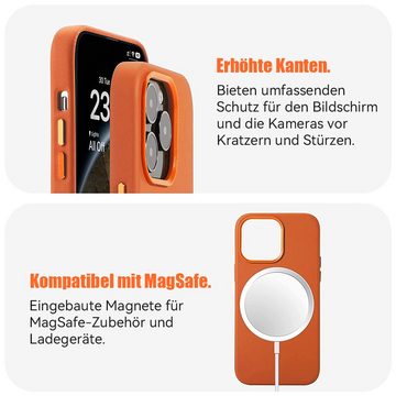 Holeohon Smartphone-Hülle Smartphone-Hülle für iPhone 14 Pro Max/ 14 Pro, Leder Case mit MagSafe