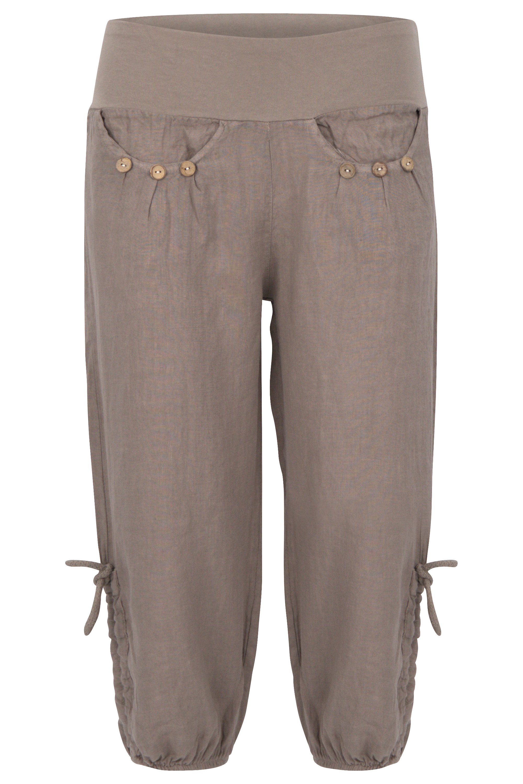 malito more than fashion Caprihose malito Damen Capri Hose aus Leinen, Stoffhose in Unifarben, Freizeit 3/4 Leinenhose
