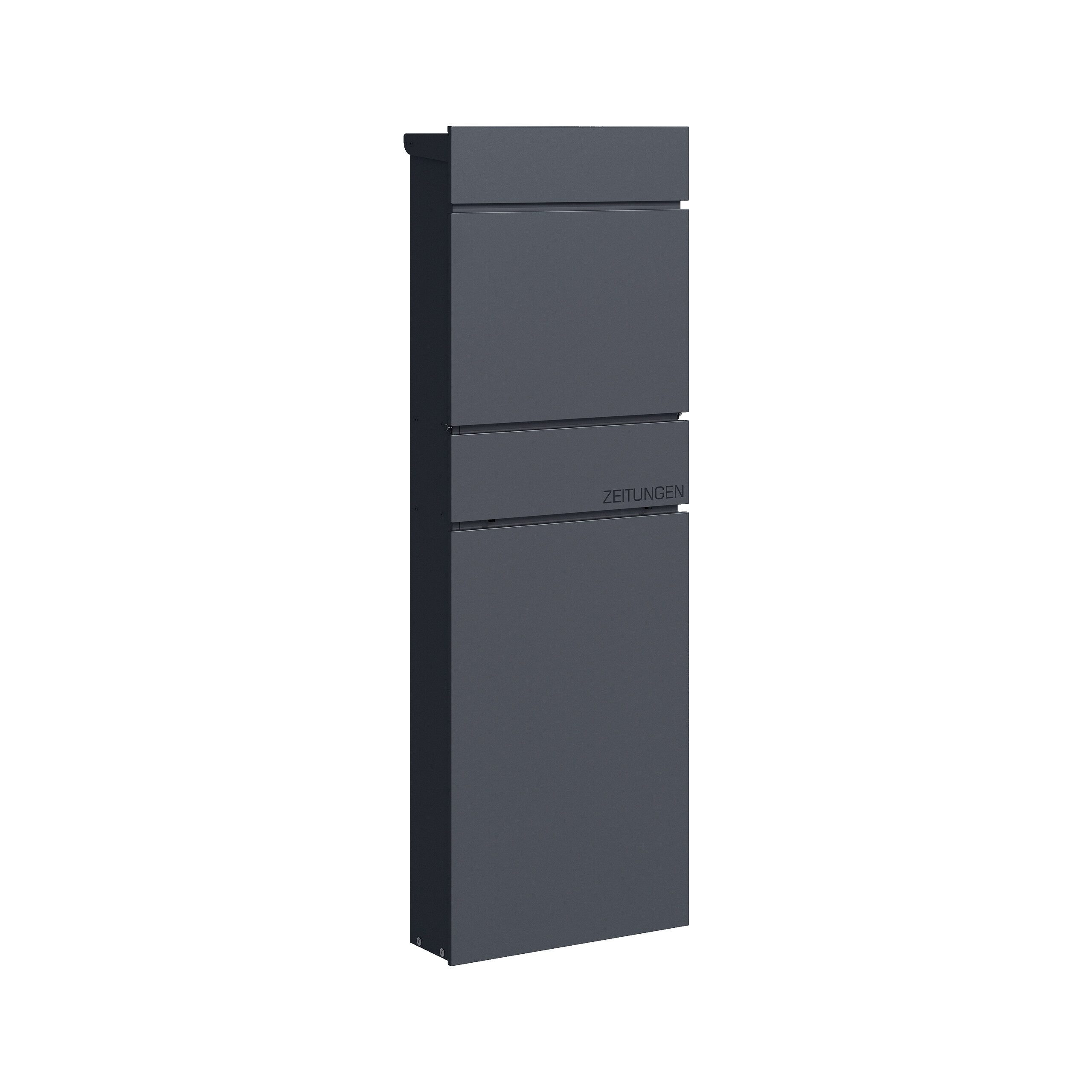 relaxdays Standbriefkasten Stahl (mit Zeitungsfach), mit Zeitungsfach