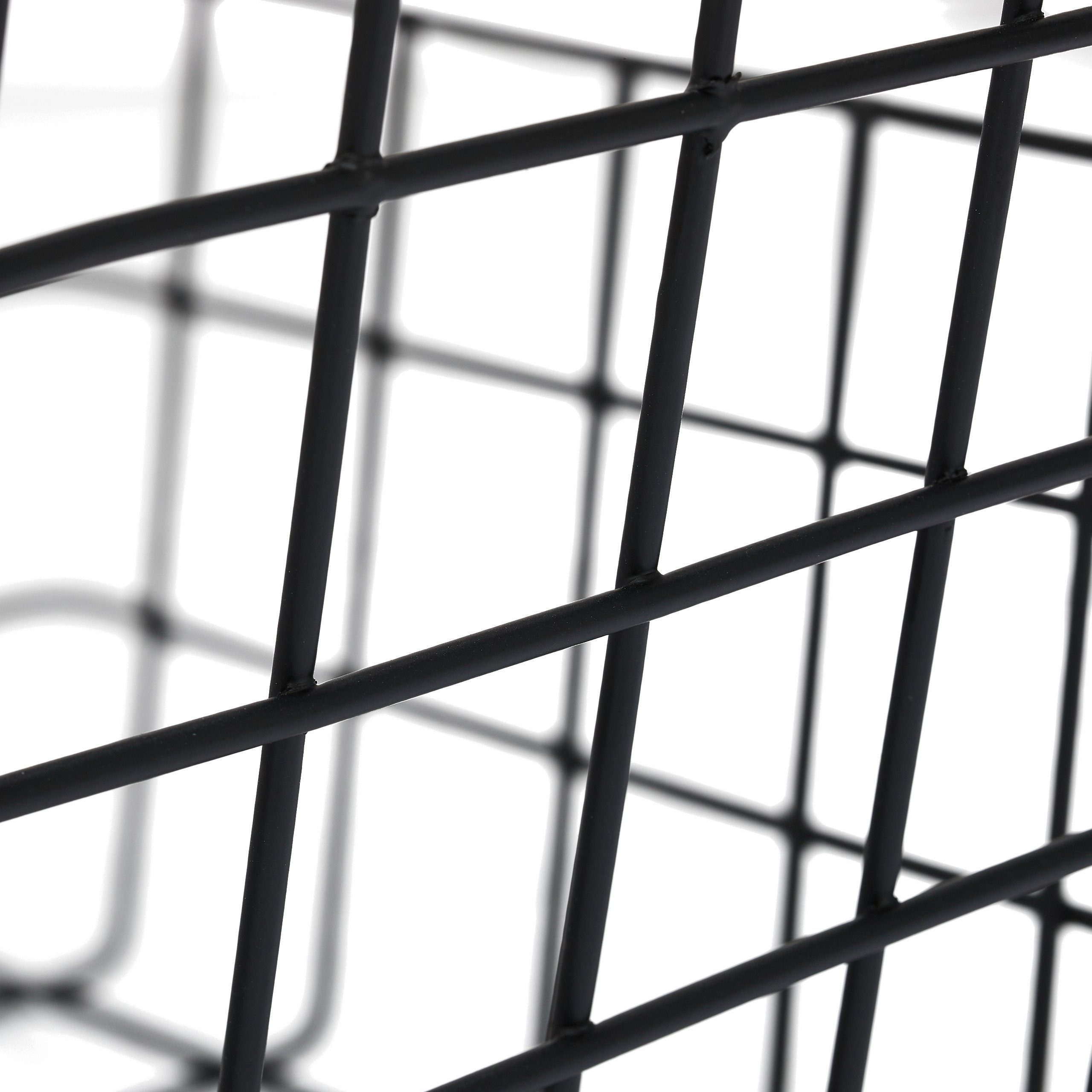 relaxdays Allzweckkorb 2 x Drahtkorb mit Holzgriffen schwarz