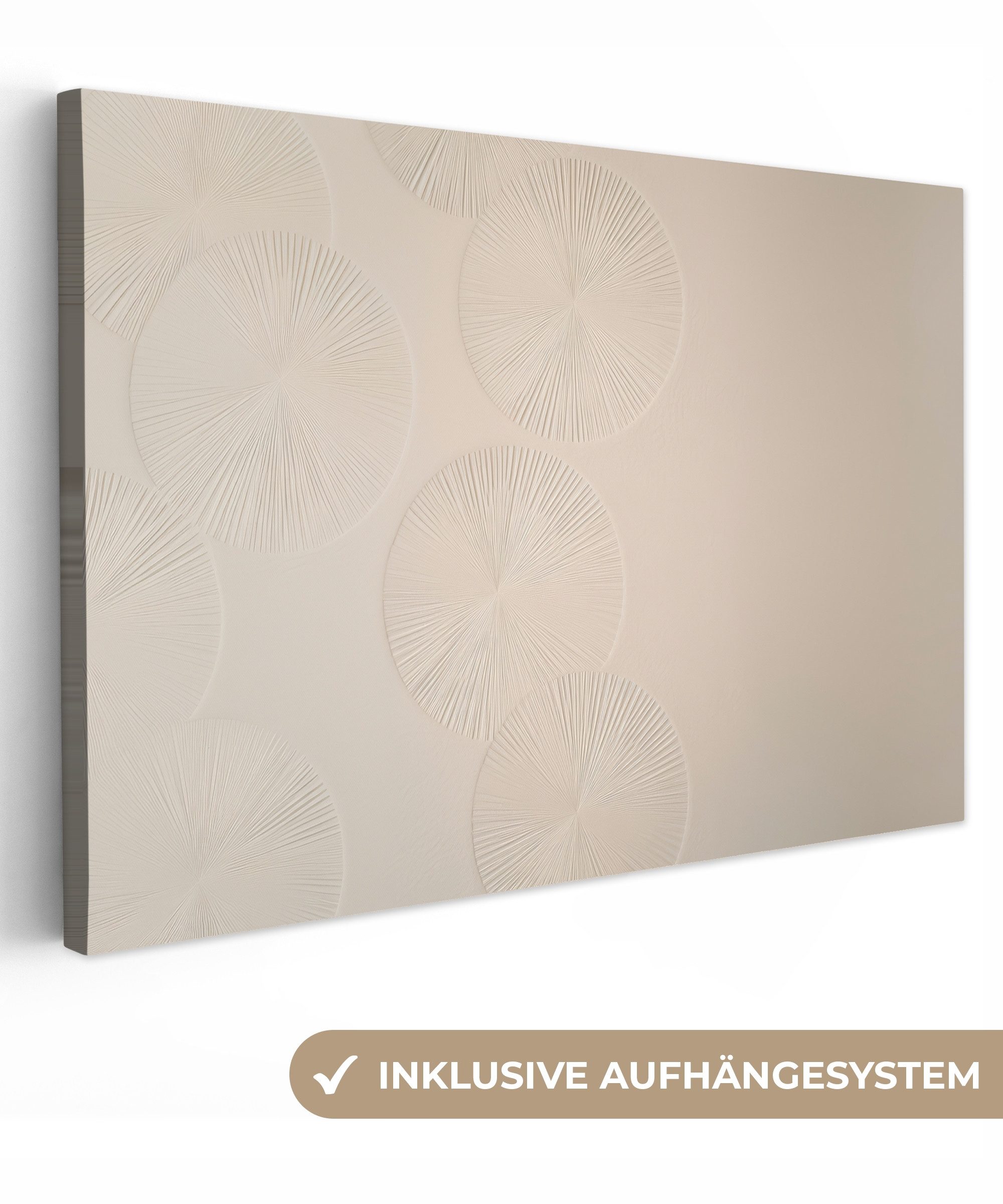 OneMillionCanvasses® Leinwandbild Japandi - Beige - Modern, Fotodruck (1 St), Leinwand Bilder Klein, Wand Dekoration Aesthetic 30x20 cm