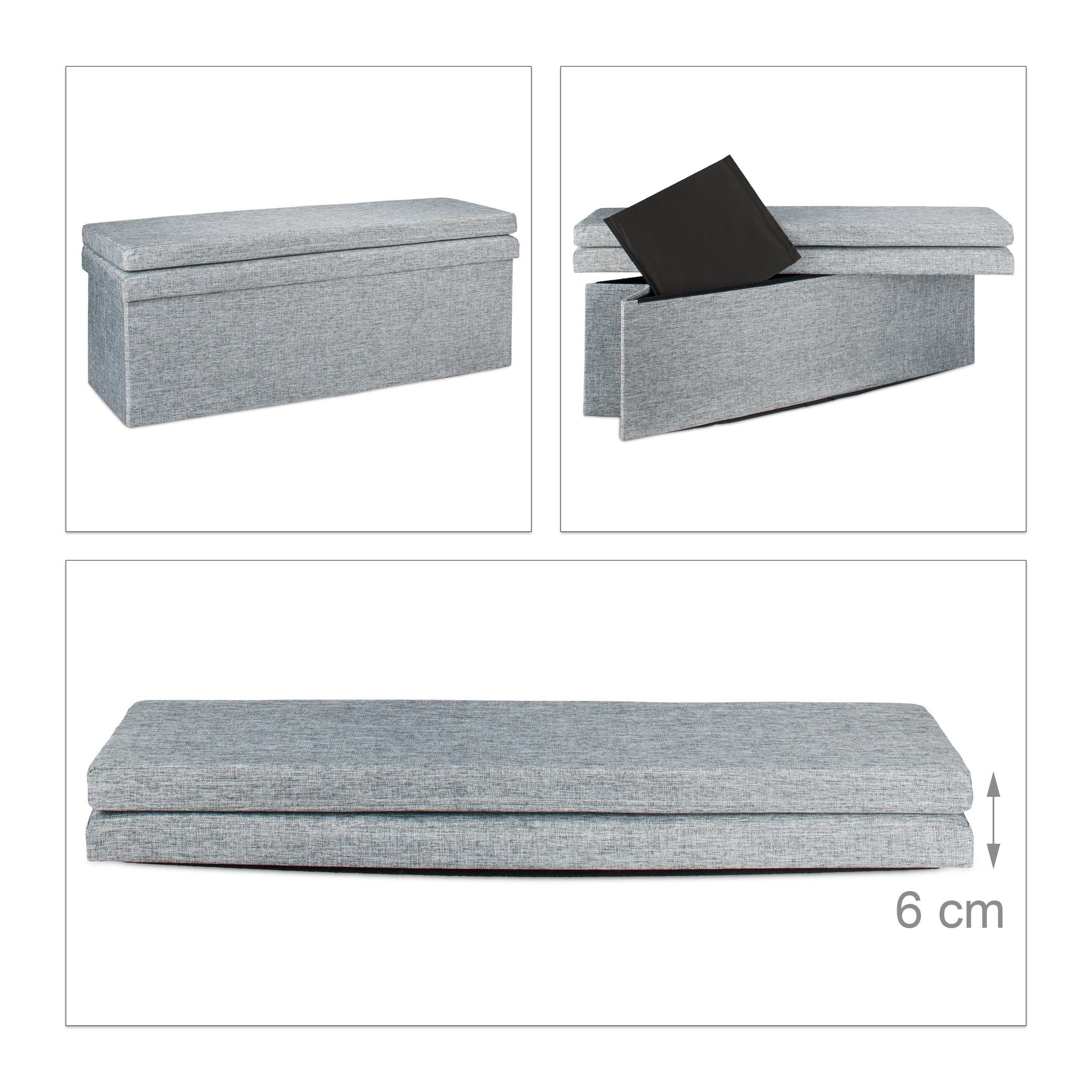 relaxdays Sitzhocker Faltbarer Sitzhocker mit Lehne XL, grau