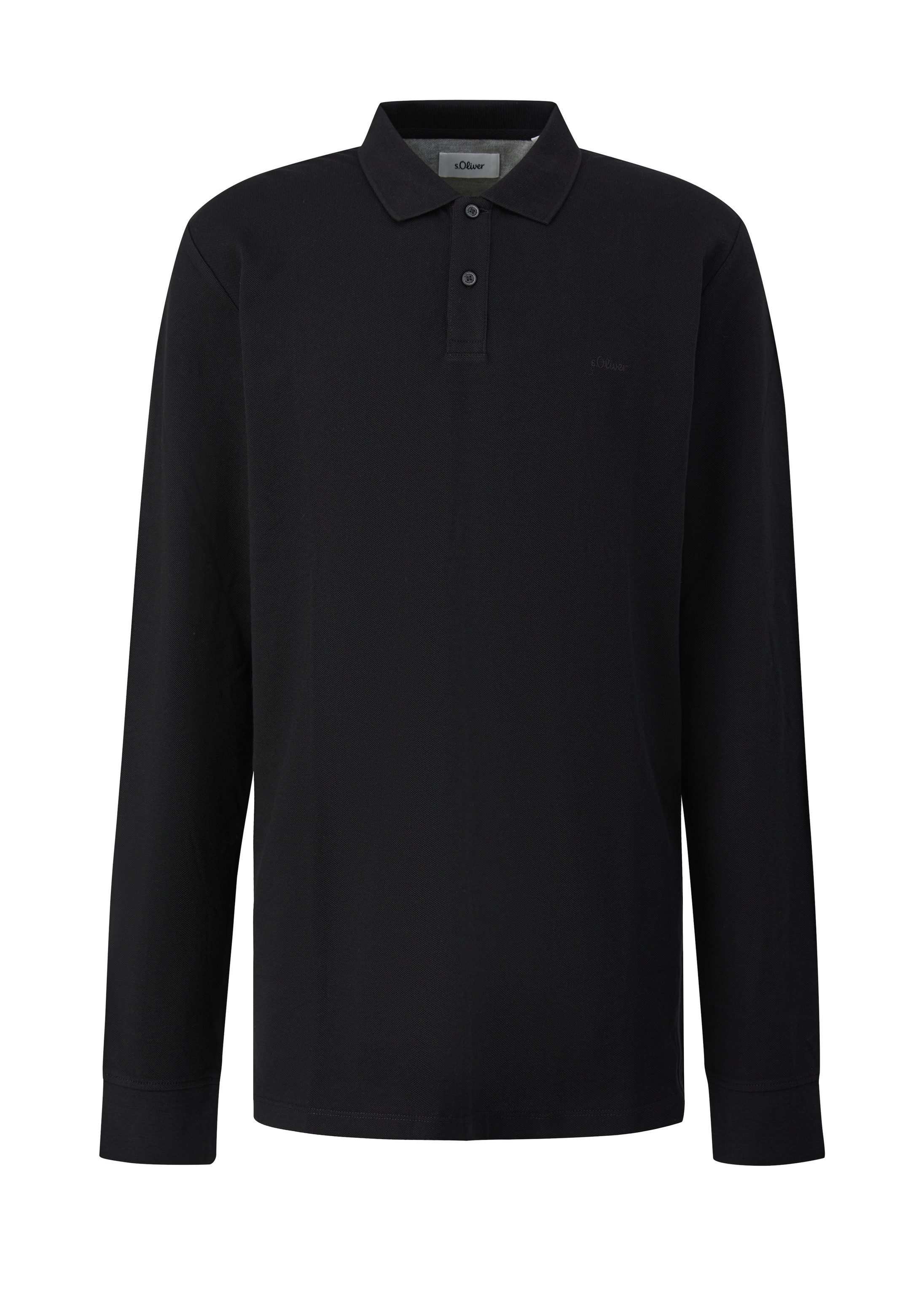 s.Oliver Langarmshirt Polo-Shirt Langarm-Poloshirt aus Baumwoll-Piqué