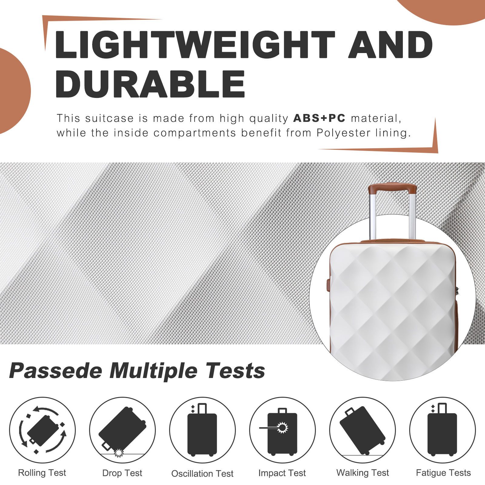 British Traveller Koffer ABS+PC Trolley mit TSA-Schloss, Ideal als Reisekoffer, Rollkoffer – Bild 3 von 5