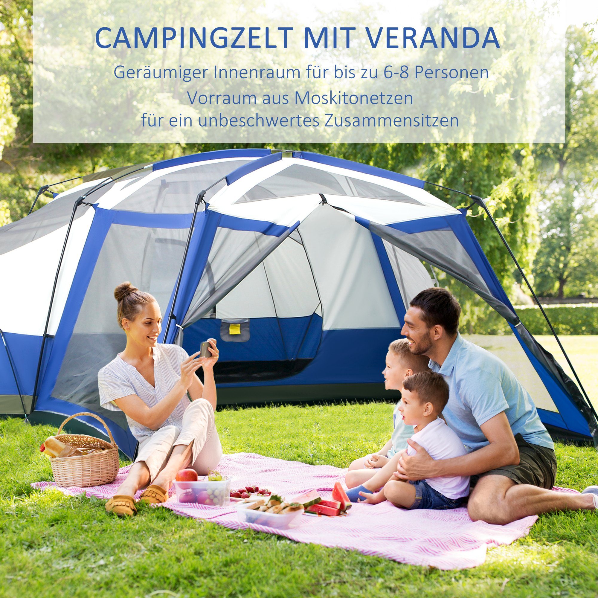 Outsunny Tunnelzelt Mit Vorraum 2 Fenster