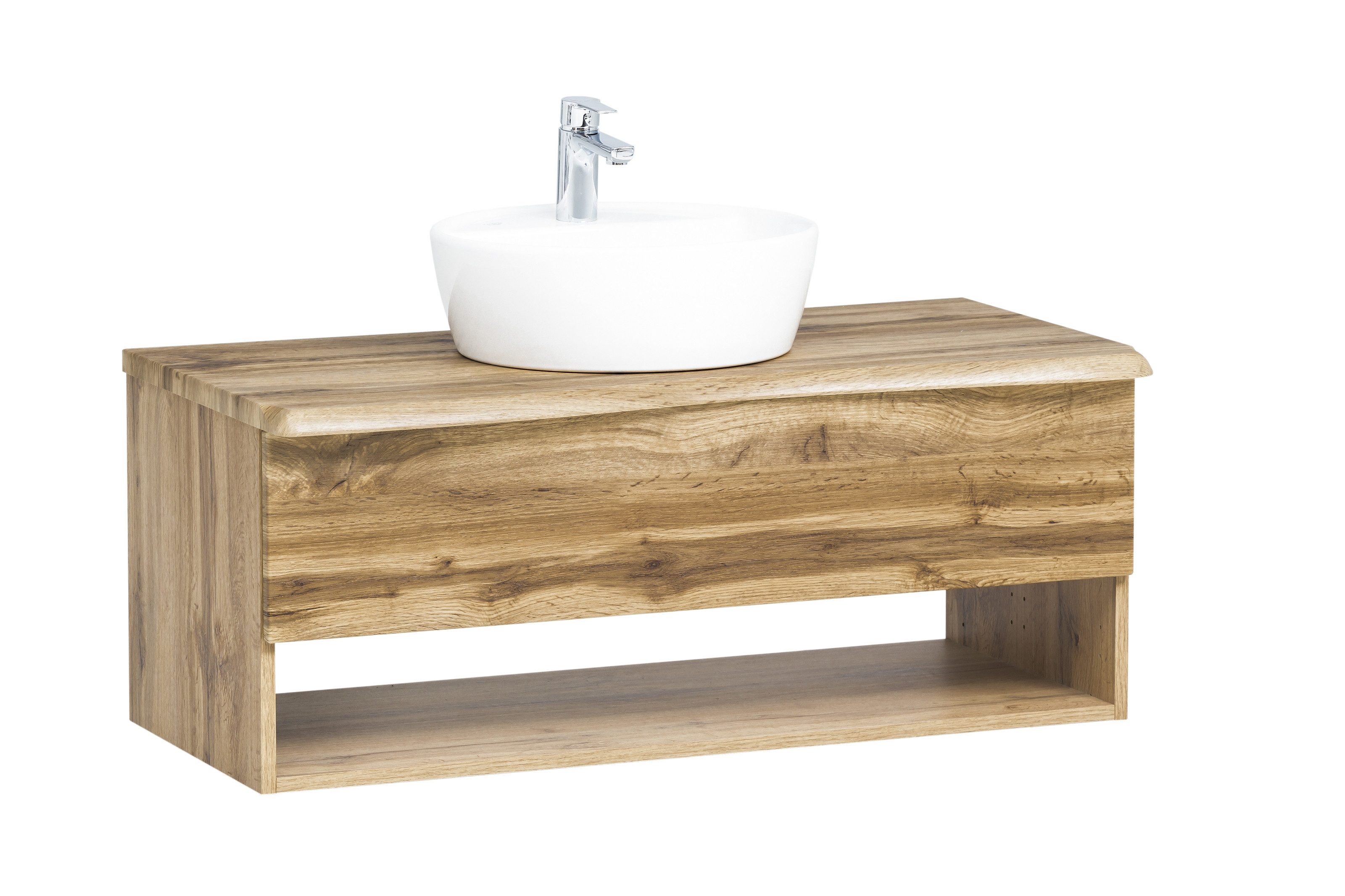 HELD MÖBEL Waschtisch-Set aus MDF in wotaneiche mit Absetzungen in wotaneiche, (B/H/T: 101x55x47 cm)