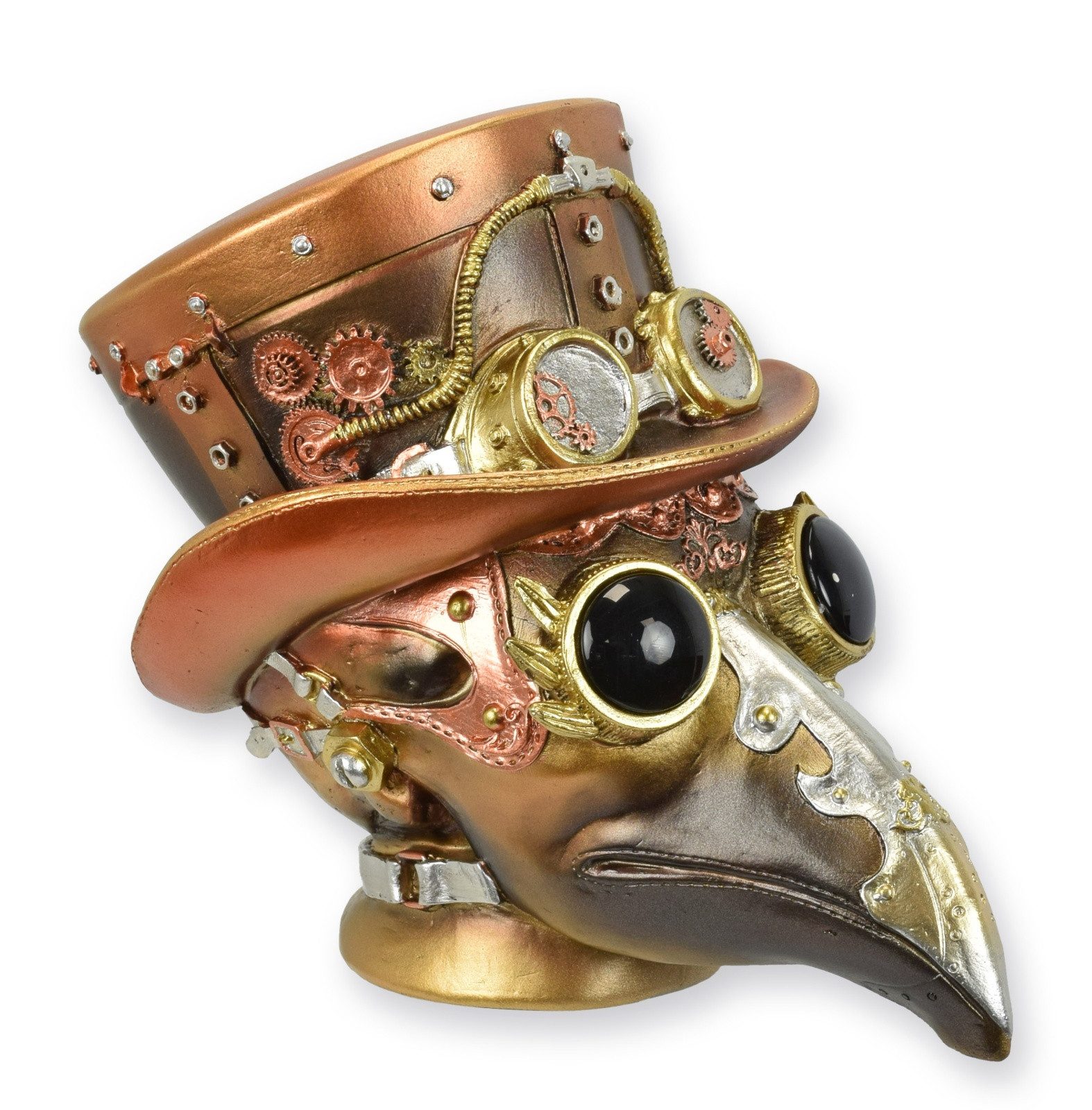 Dekoobjekt Steampunk Figur Pestdoktor aus Kunstharz Replikat Retro Design Dekorat