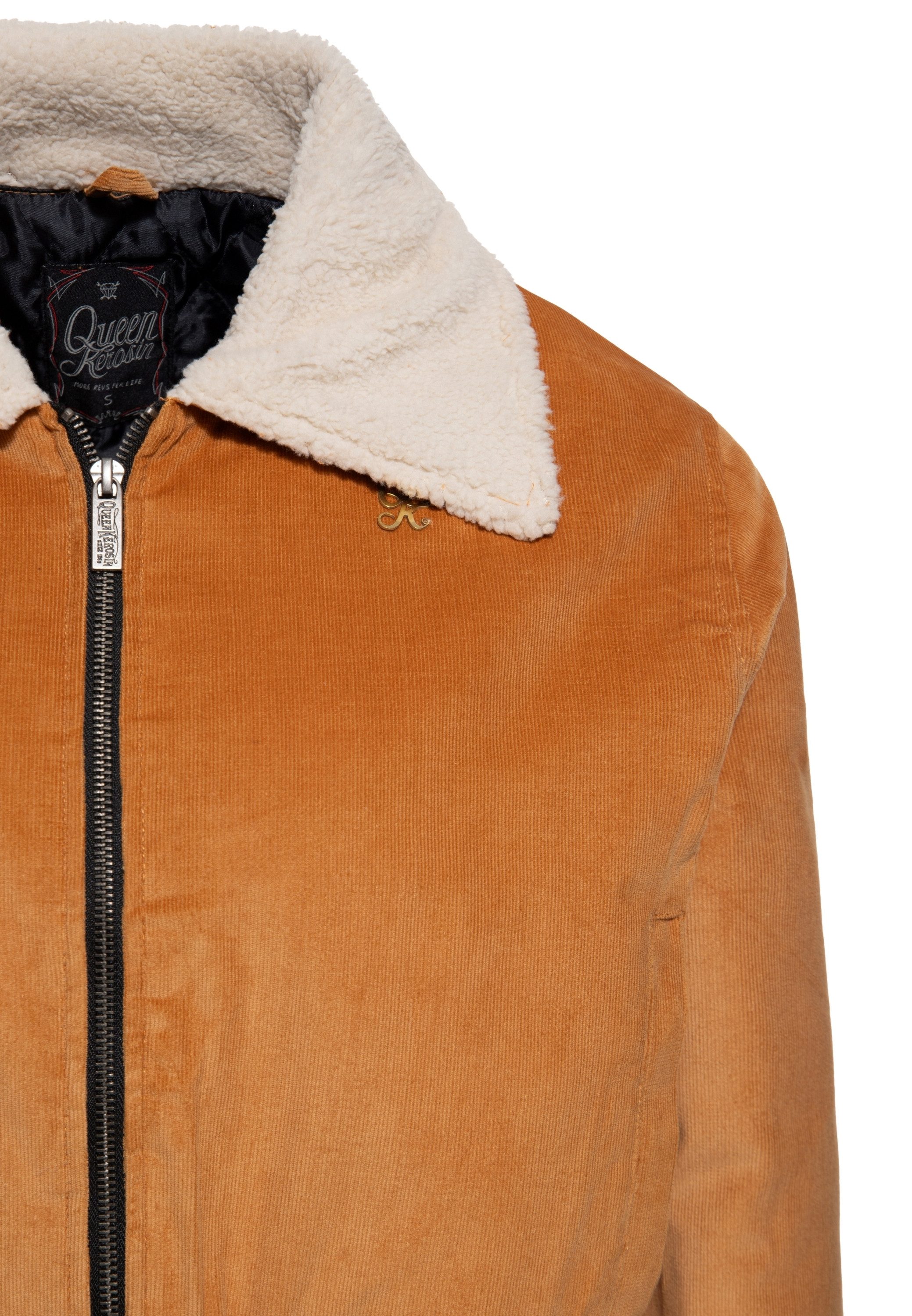 QueenKerosin Winterjacke (1-St) in Feincord mit Sherpa-Kragen